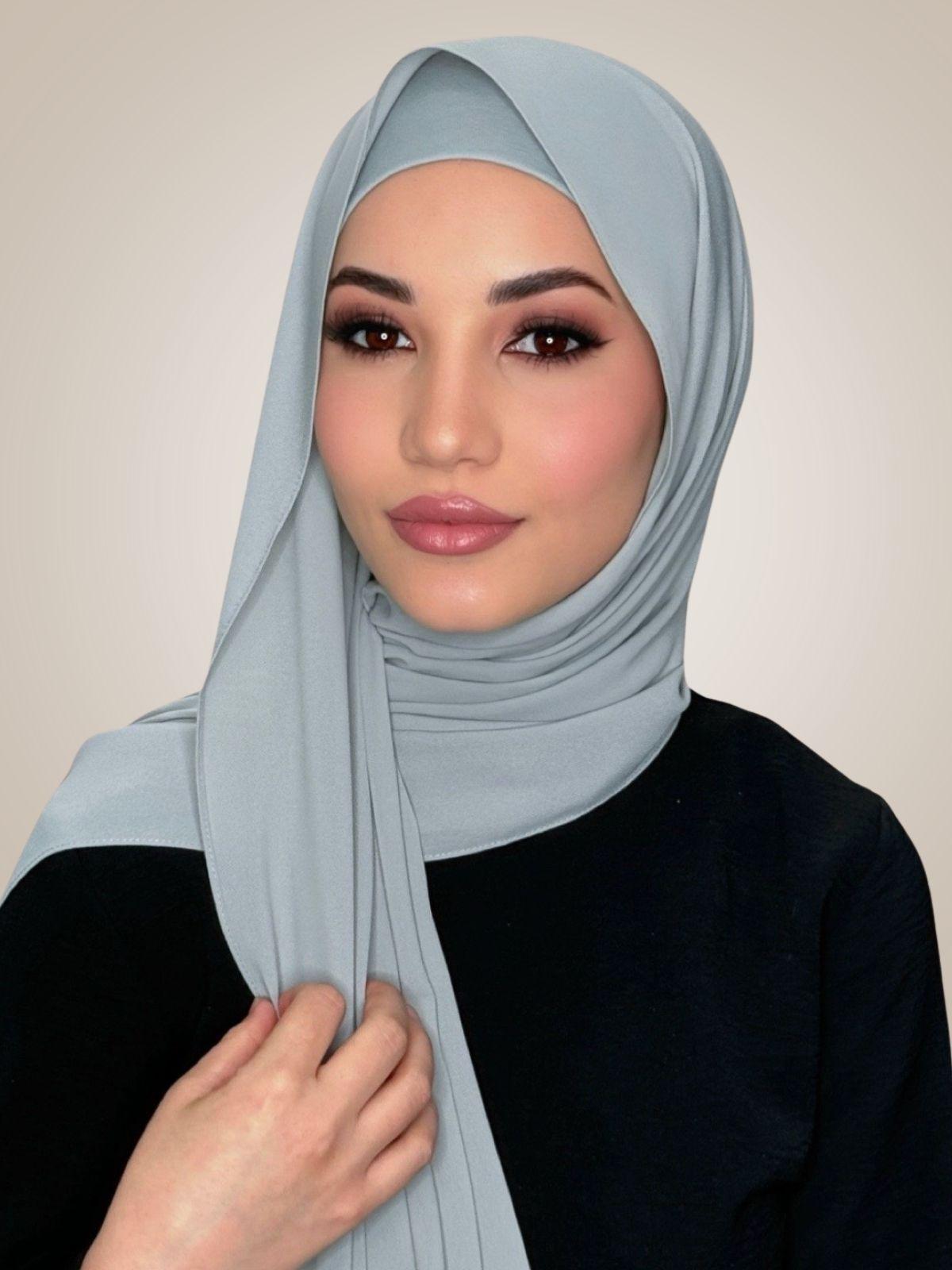 Matching Chiffon Hijab Set-Dolphin Gray