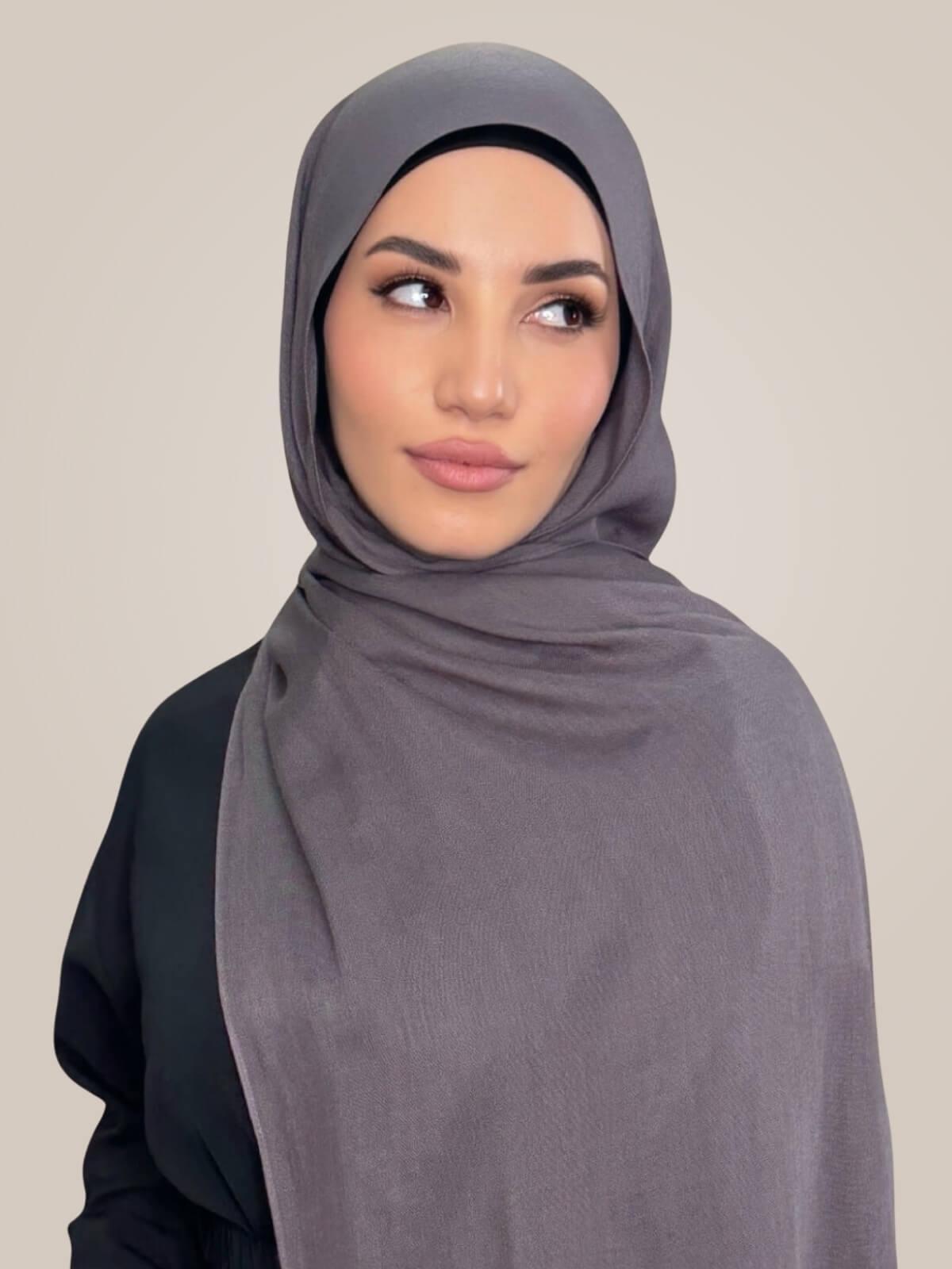 Cotton Modal Hijab-Graphite Grey