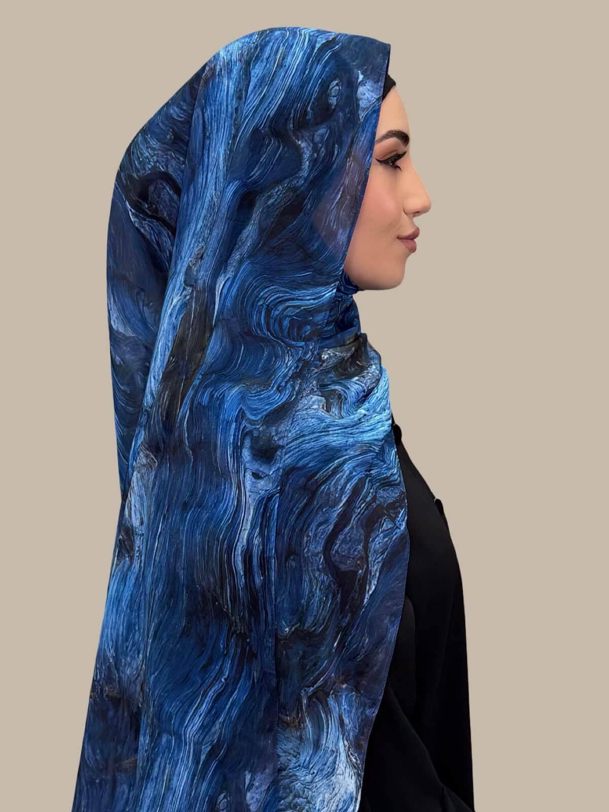 Printed Chiffon Hijab-Ocean Mist