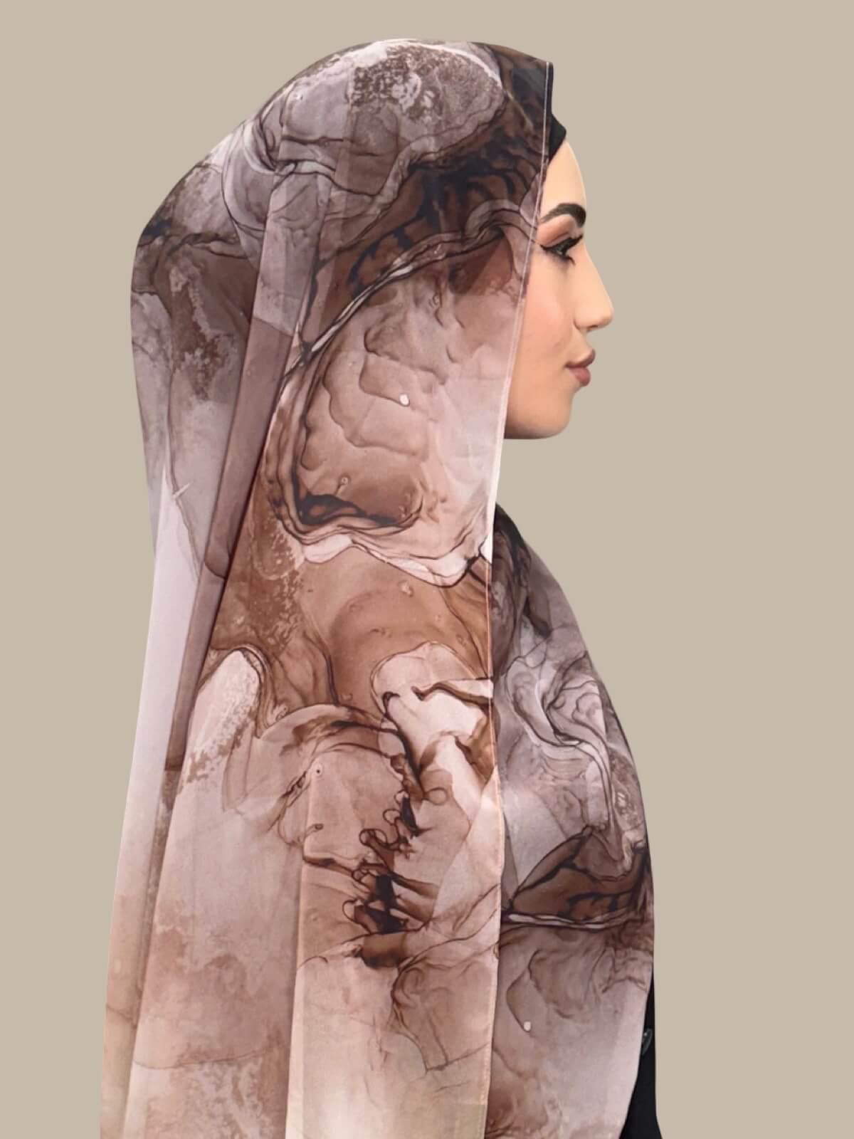 Printed Chiffon Hijab-Desert Dust