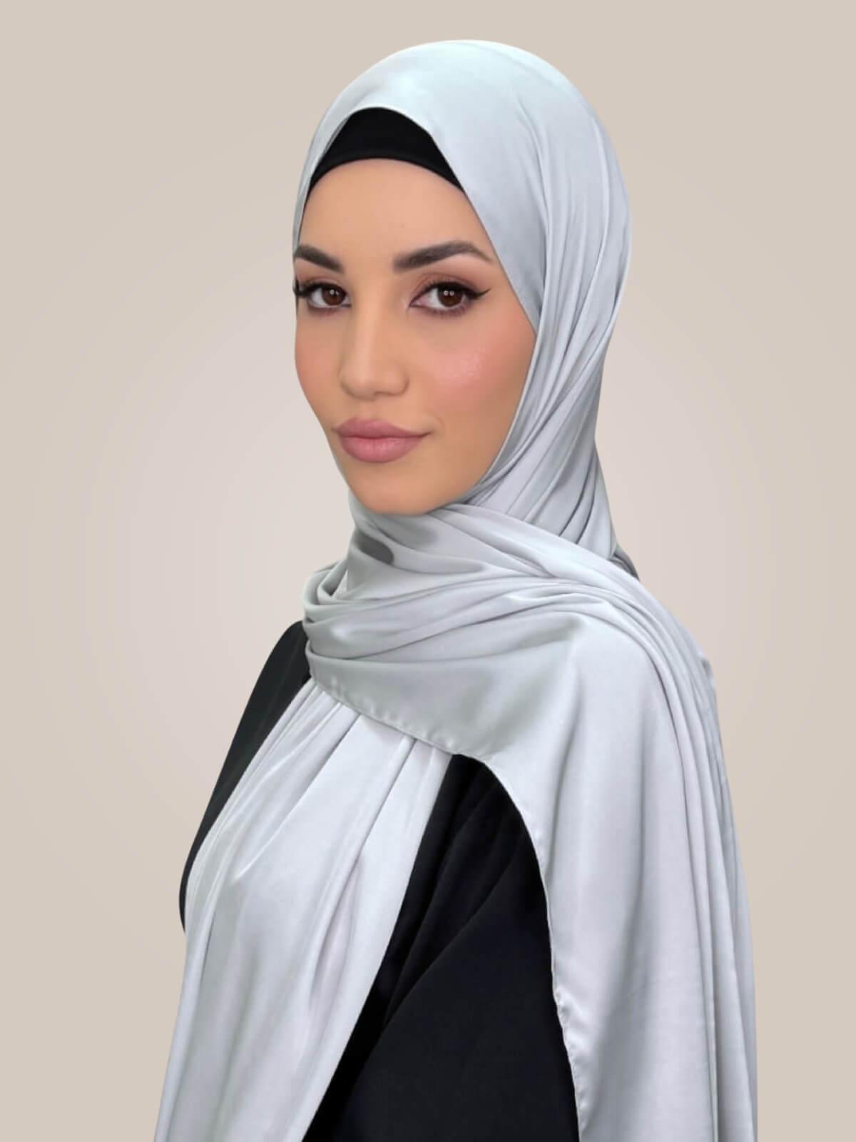 Premium Satin Hijab-Steel Mist
