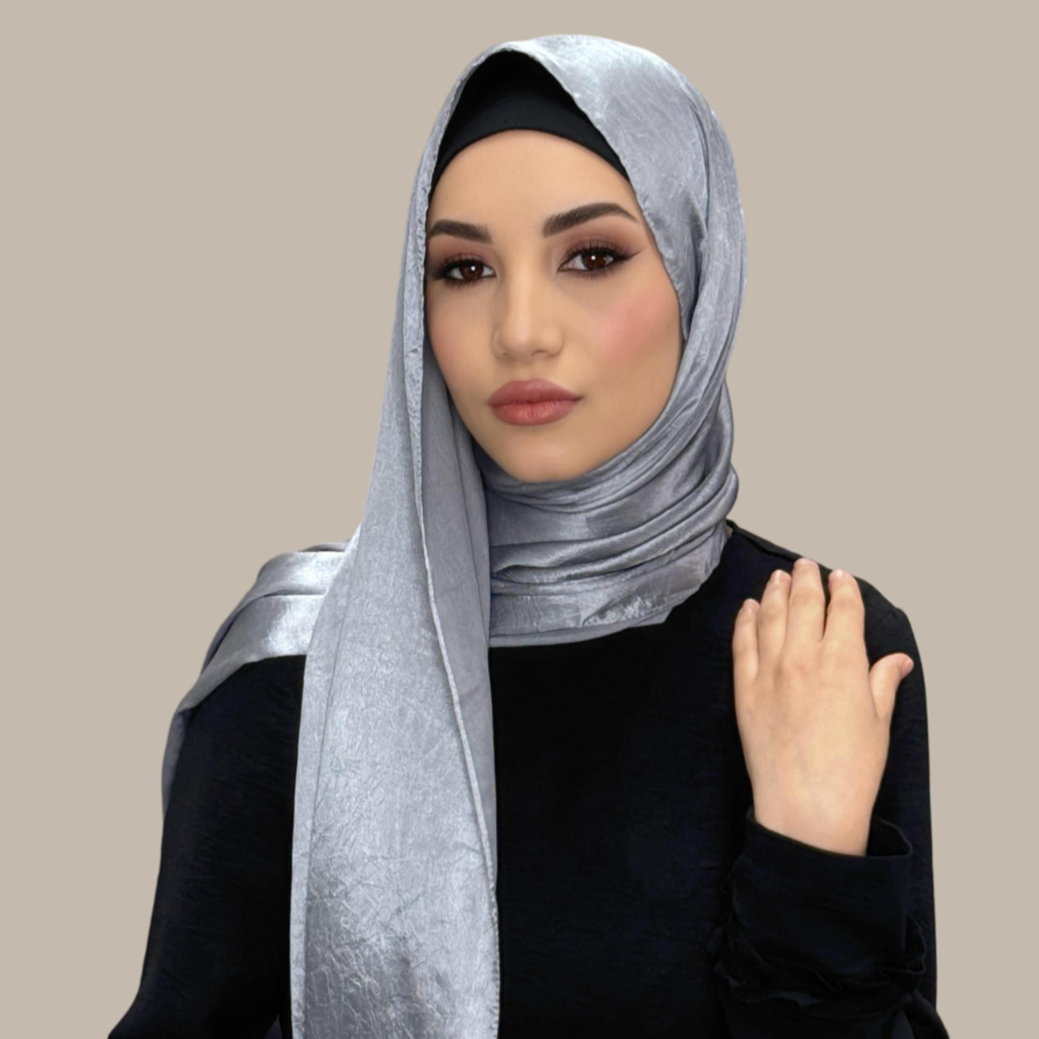 Classic Satin Hijab-Slate Dove Grey