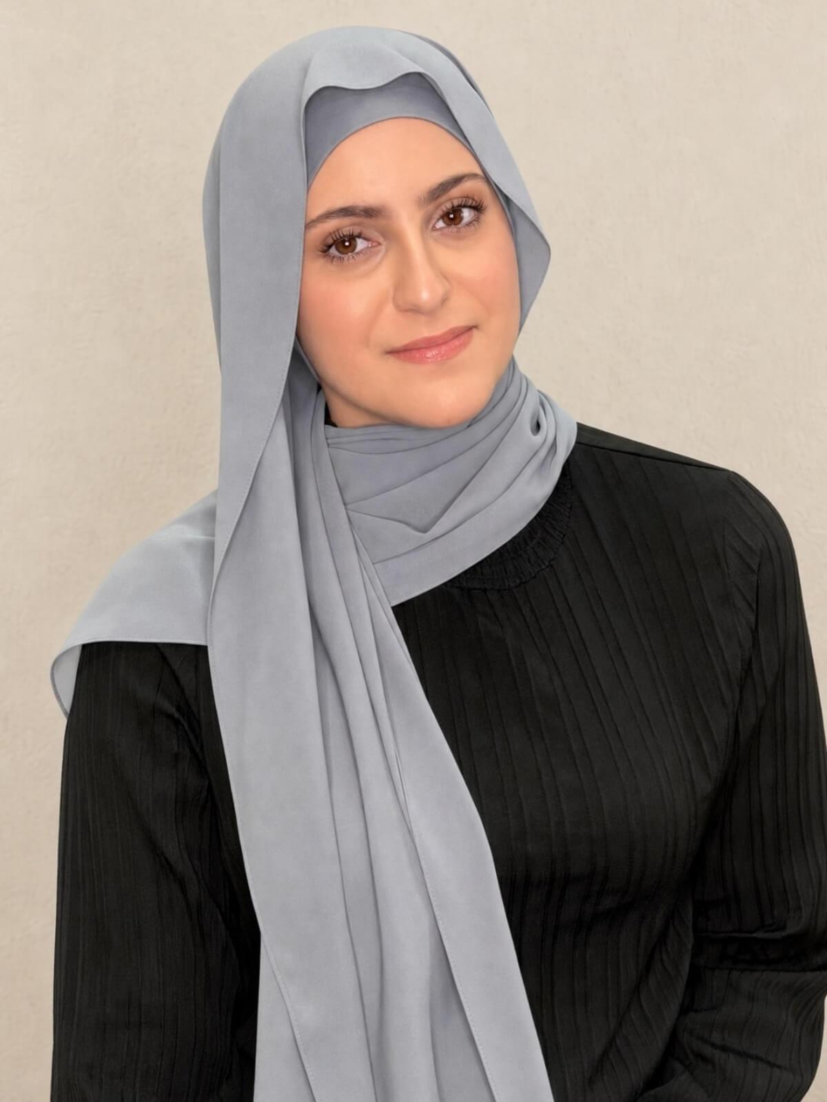 Modish Girl Matching Chiffon Hijab Set-Slate Grey