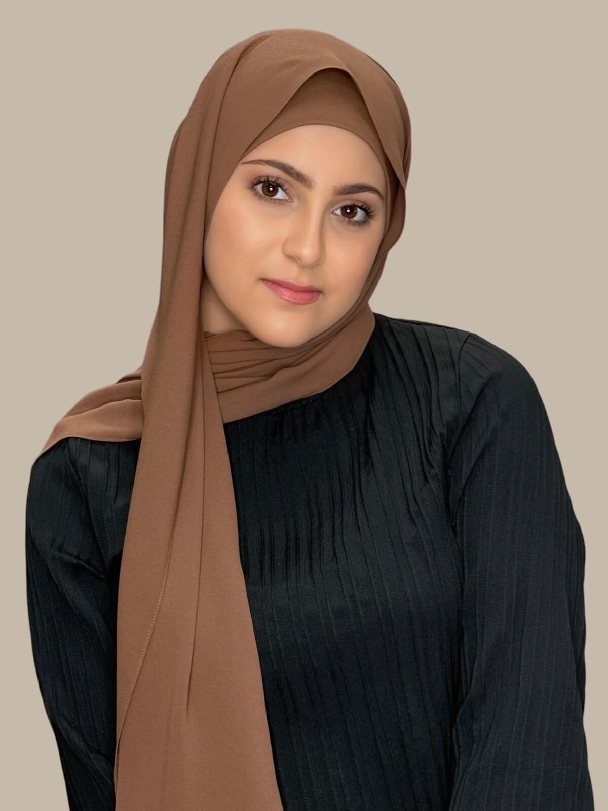 Modish Girl Matching Chiffon Hijab Set-Cinnamon