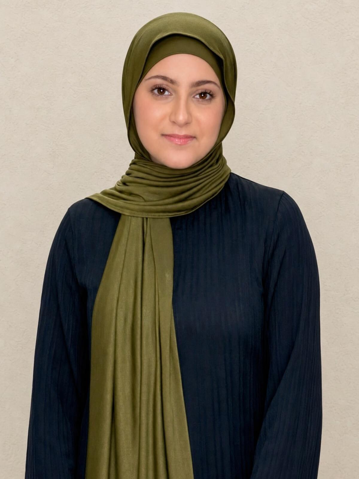 Modish Girl Premium Jersey Hijab-Olive Green