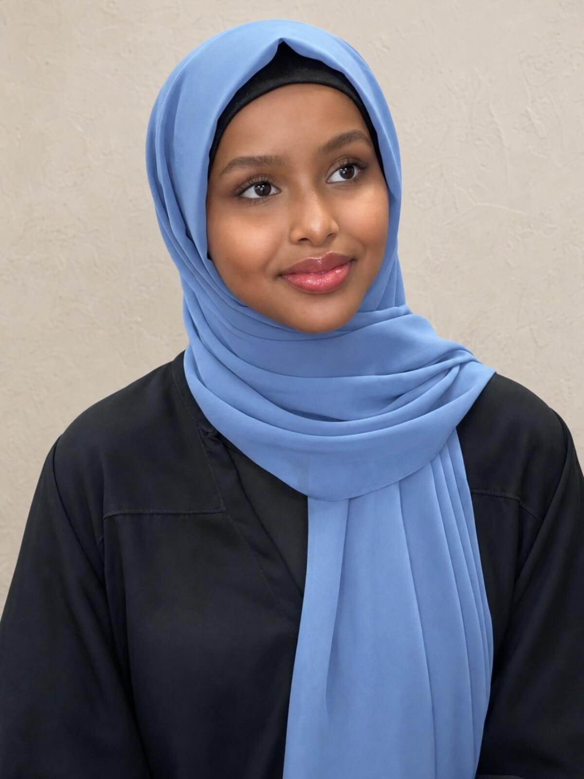 Luxury Chiffon Hijab-Blue Grey