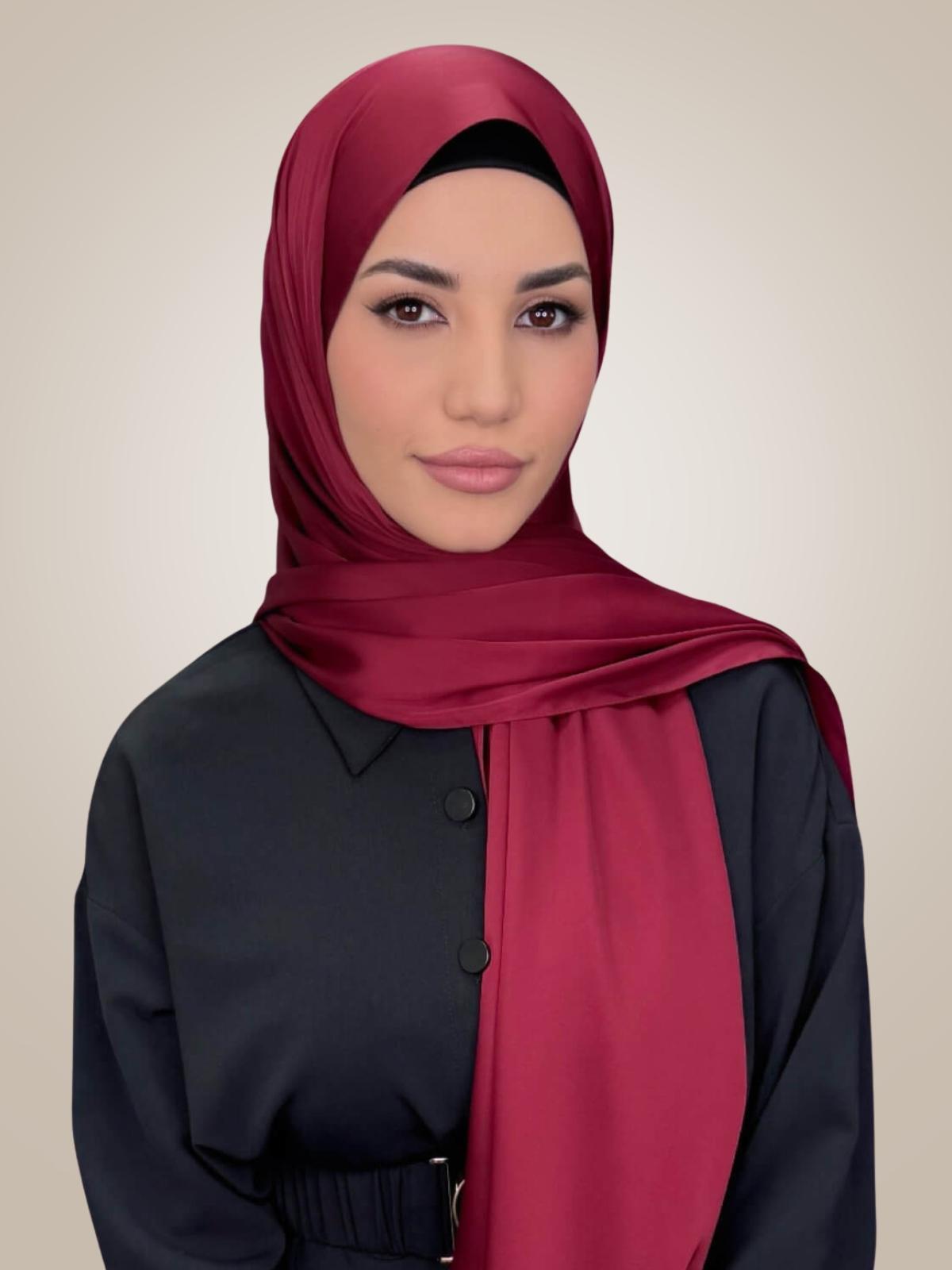 Premium Satin Hijab-Velvet Wine