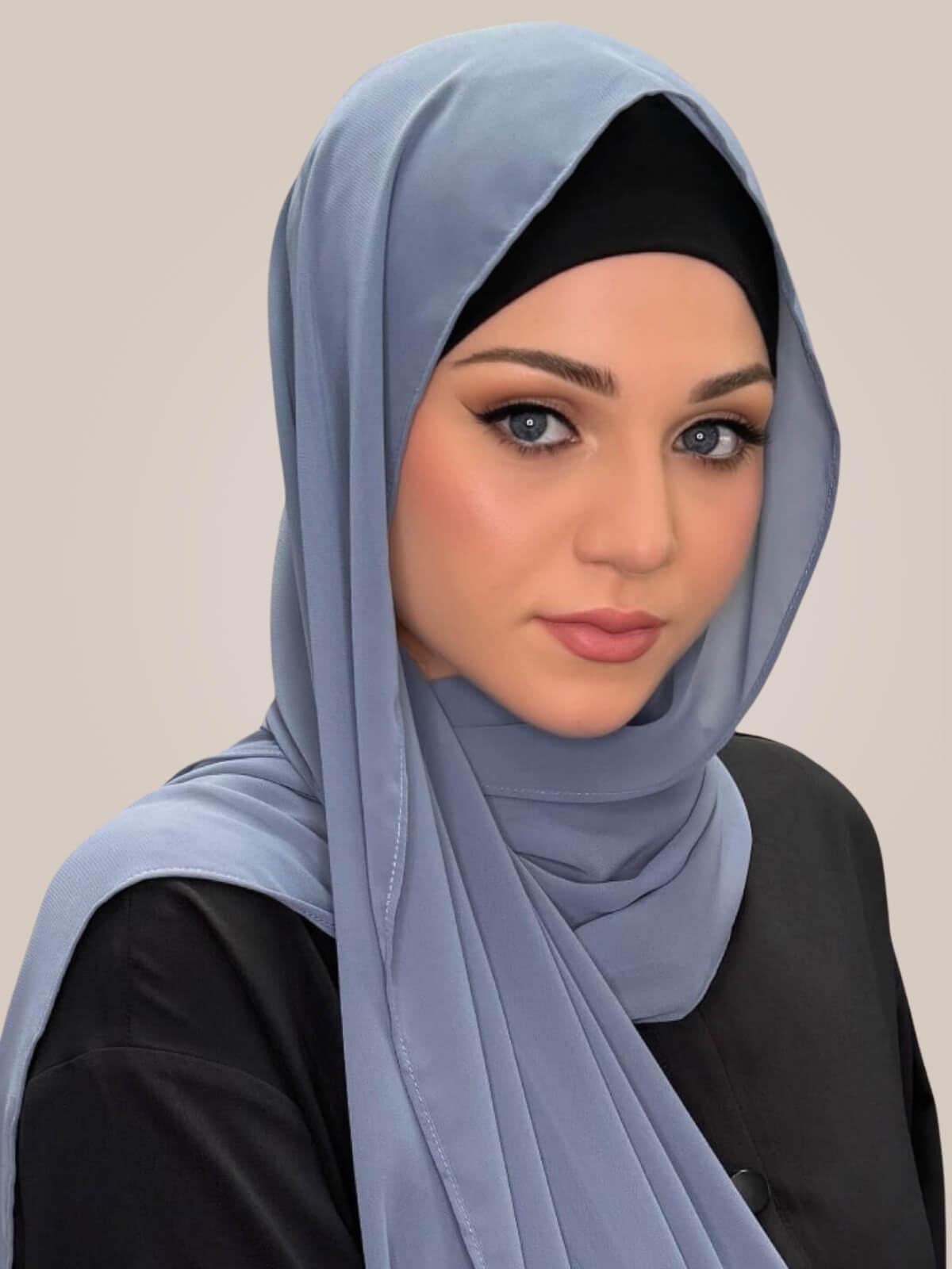 Luxury Chiffon Hijab-Dusty Blue