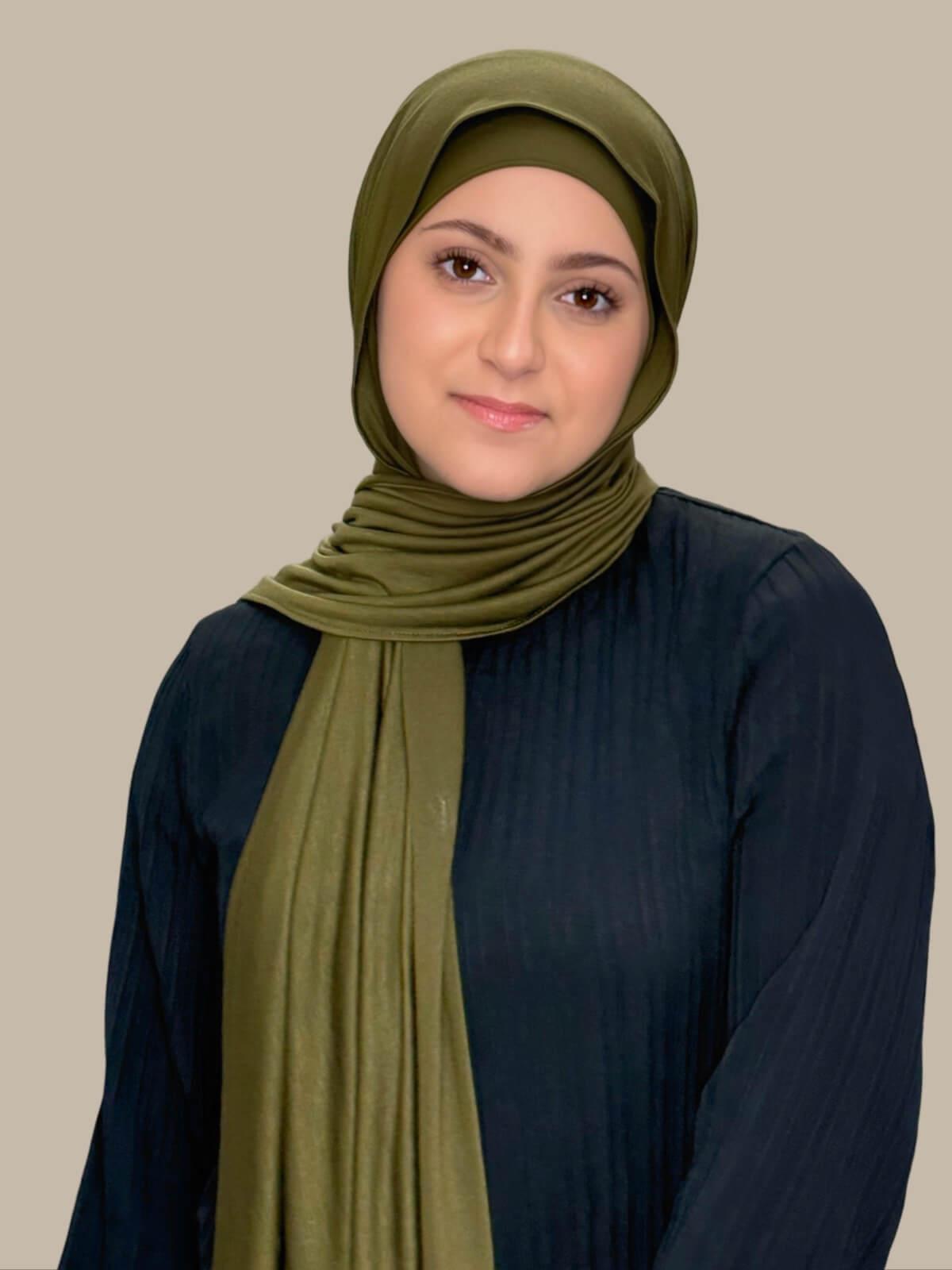 Modish Girl Premium Jersey Hijab-Olive Green