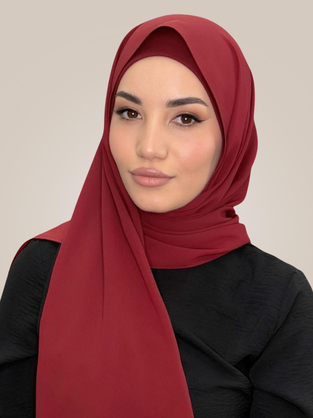 Matching Chiffon Hijab Set-Mahogany