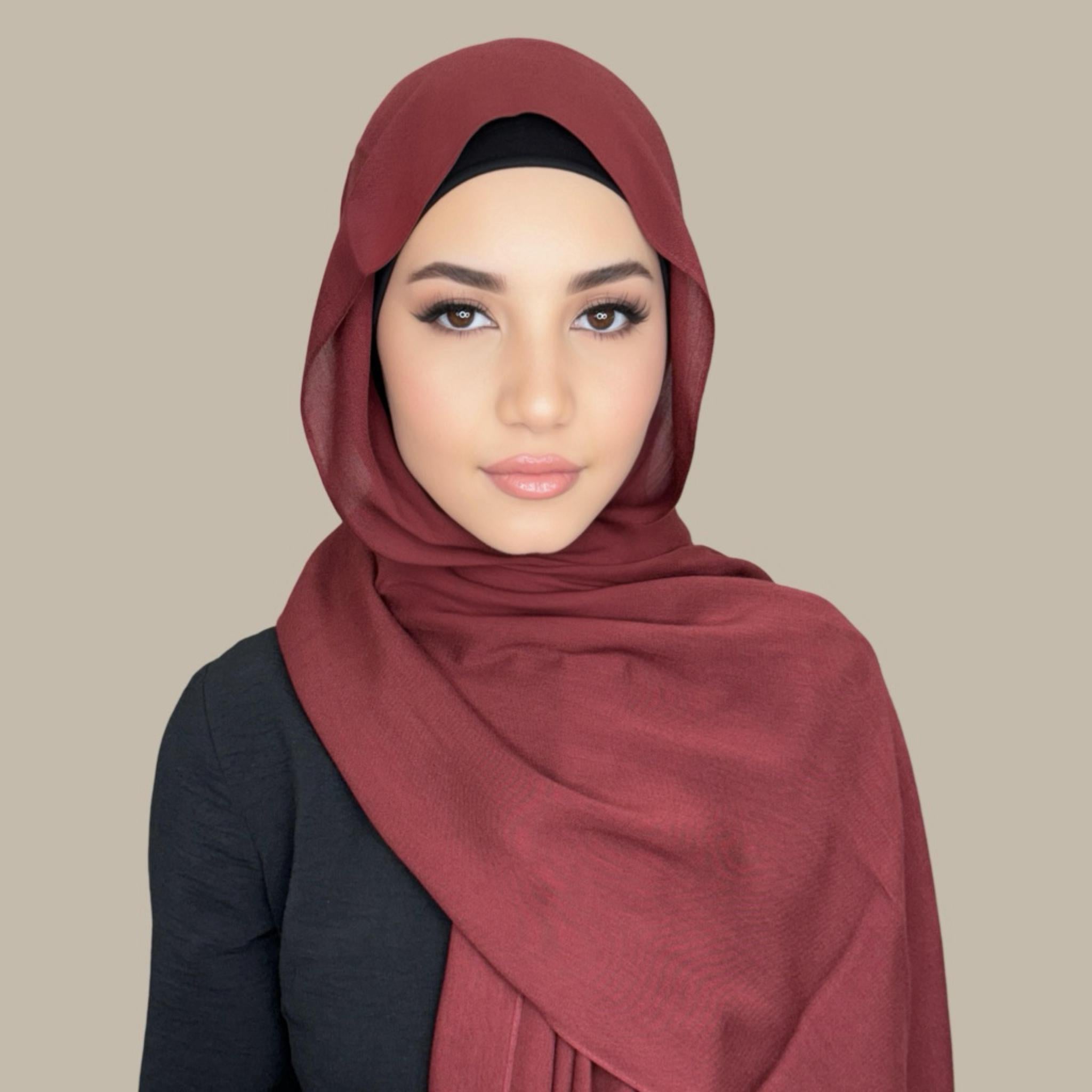 Cotton Modal Hijab-Jam Red