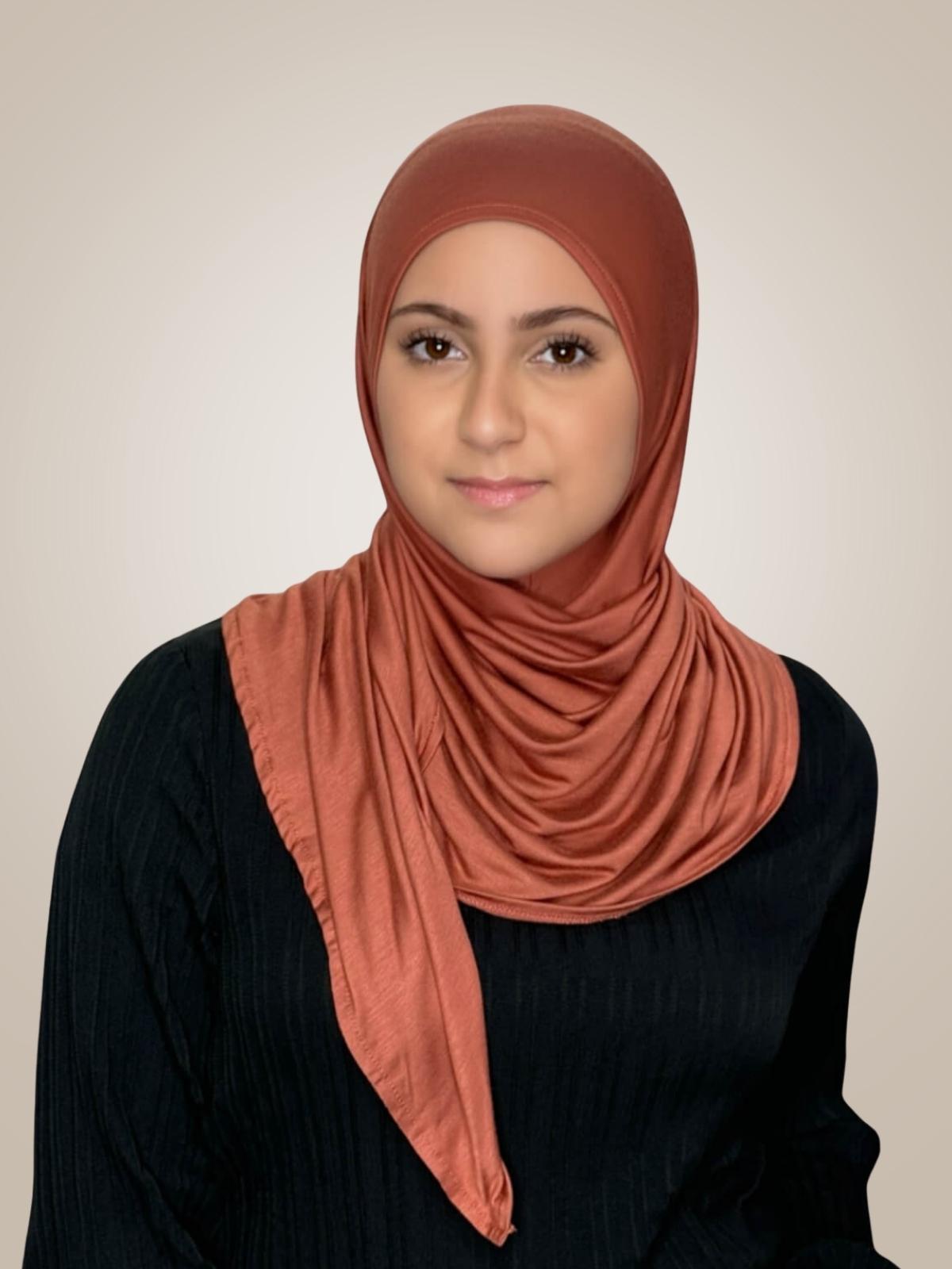 Modish Girl Pre-Sewn Jersey Hijab-Brick Red