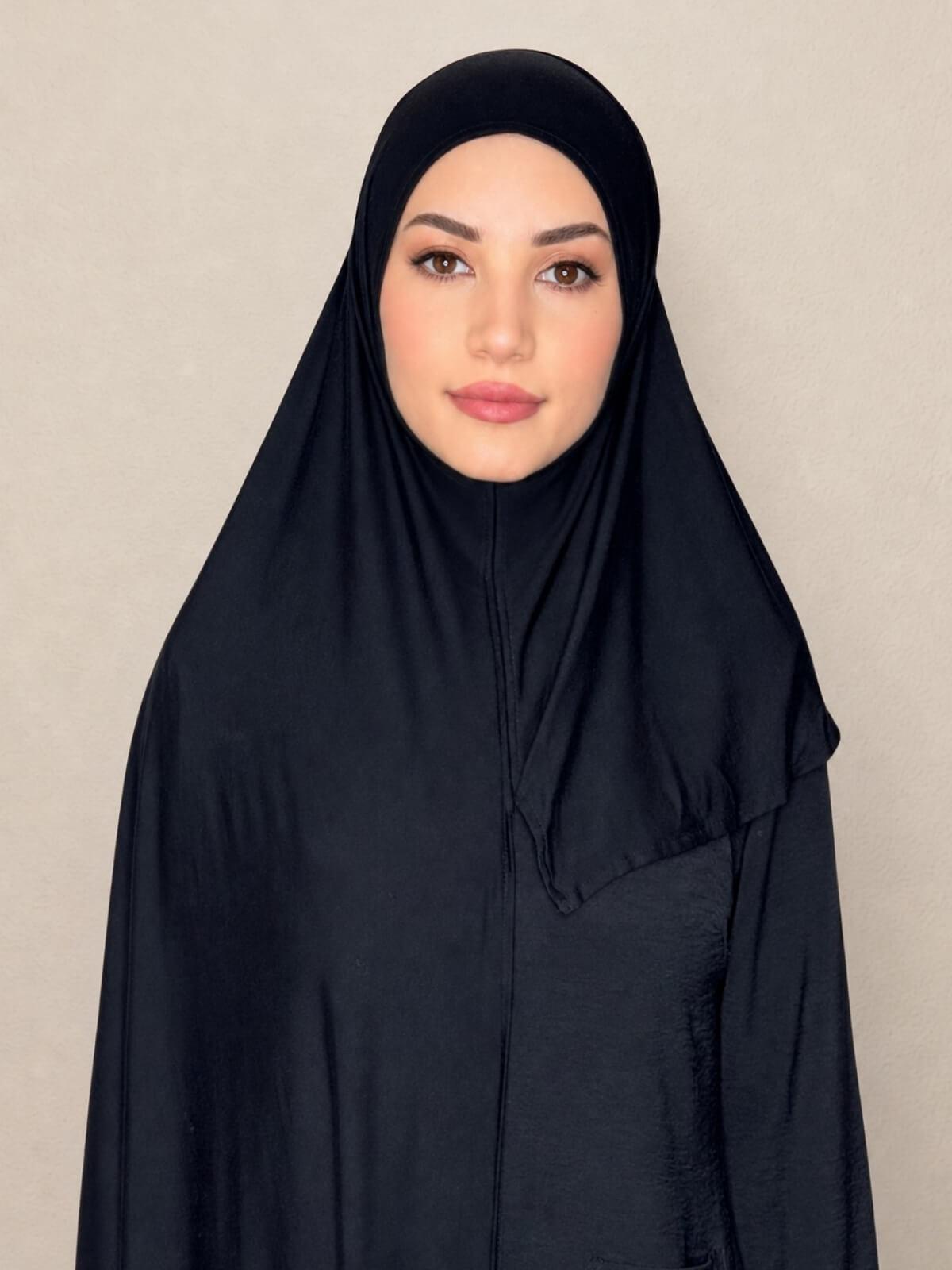 Pre-Sewn Jersey Hijab-Black