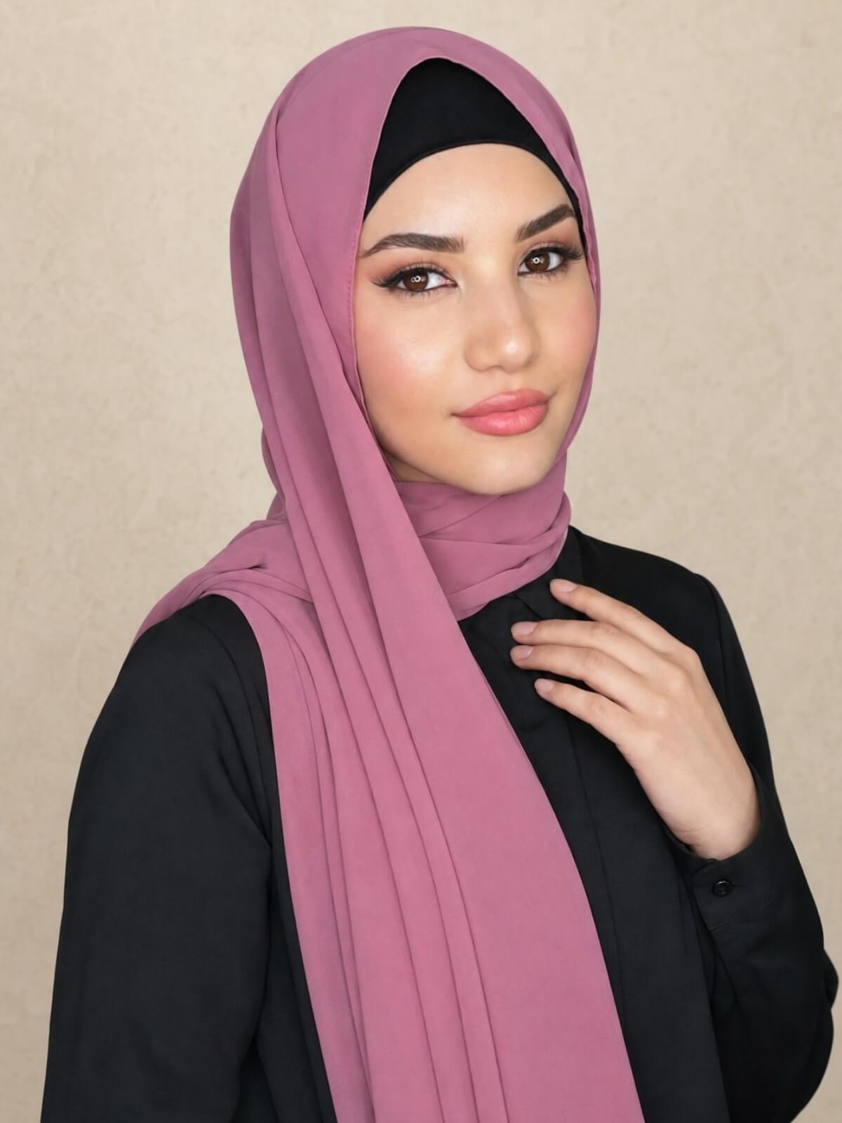 Luxury Chiffon Hijab-Pale Rose