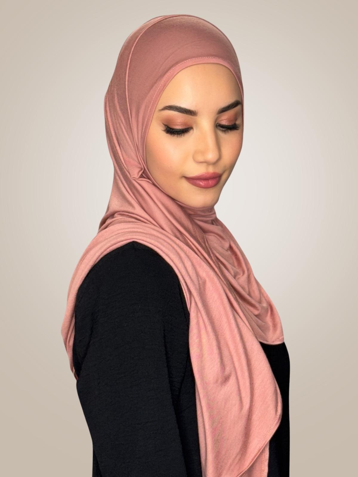 Pre-Sewn Jersey Hijab-Wood Rose