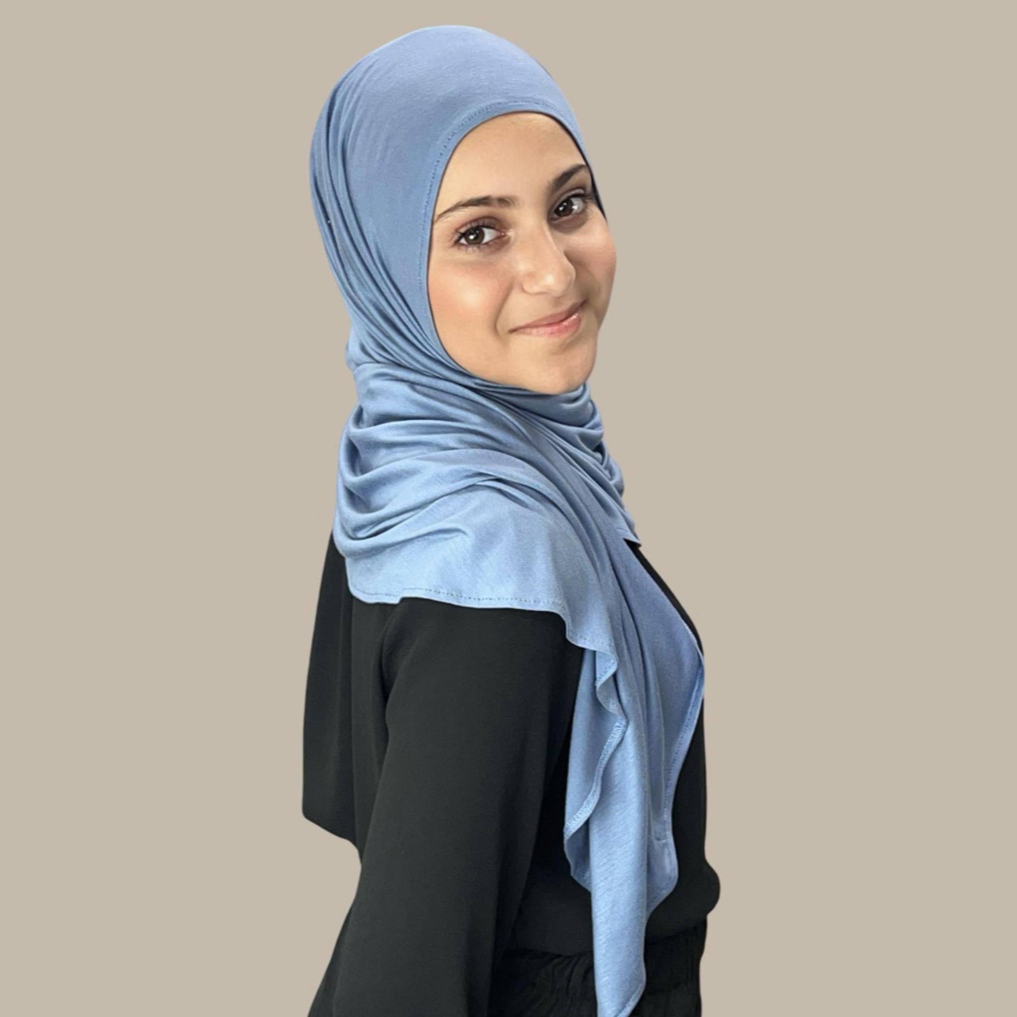 Modish Girl Pre-Sewn Jersey Hijab-Blue Grey