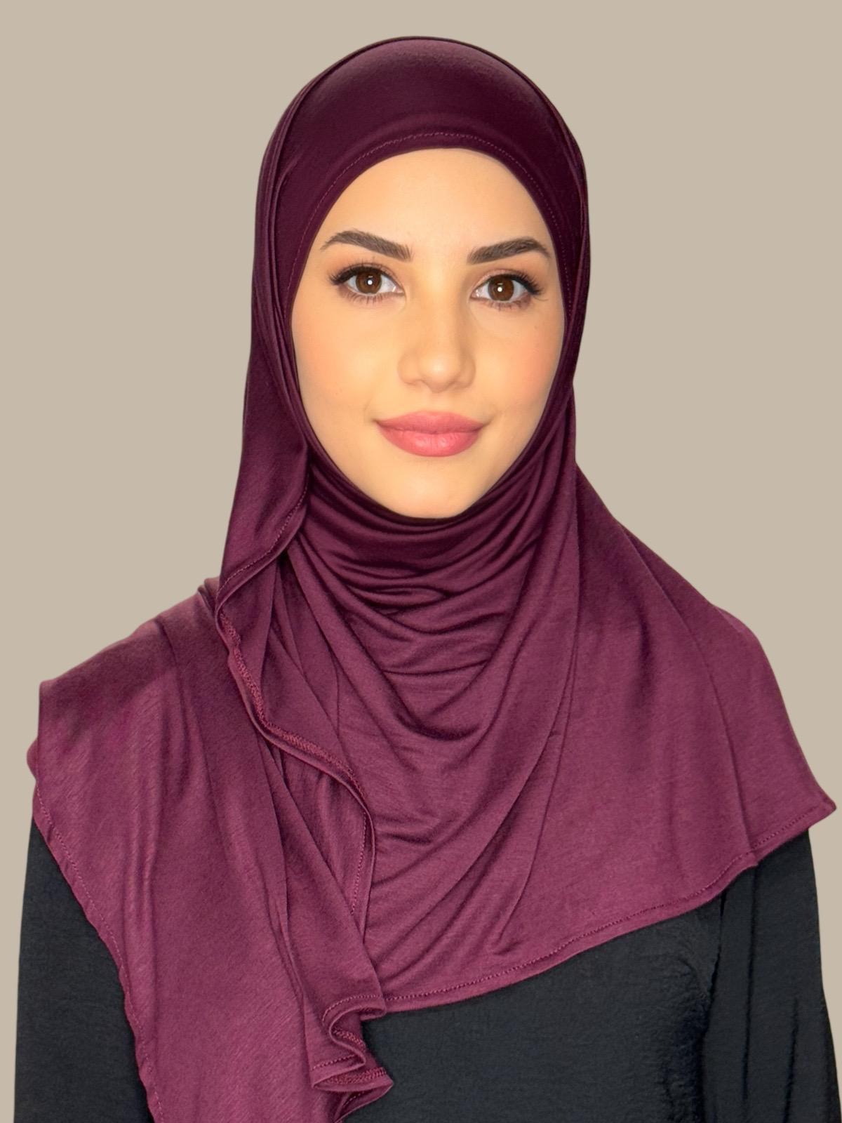 Pre-Sewn Jersey Hijab-Wine