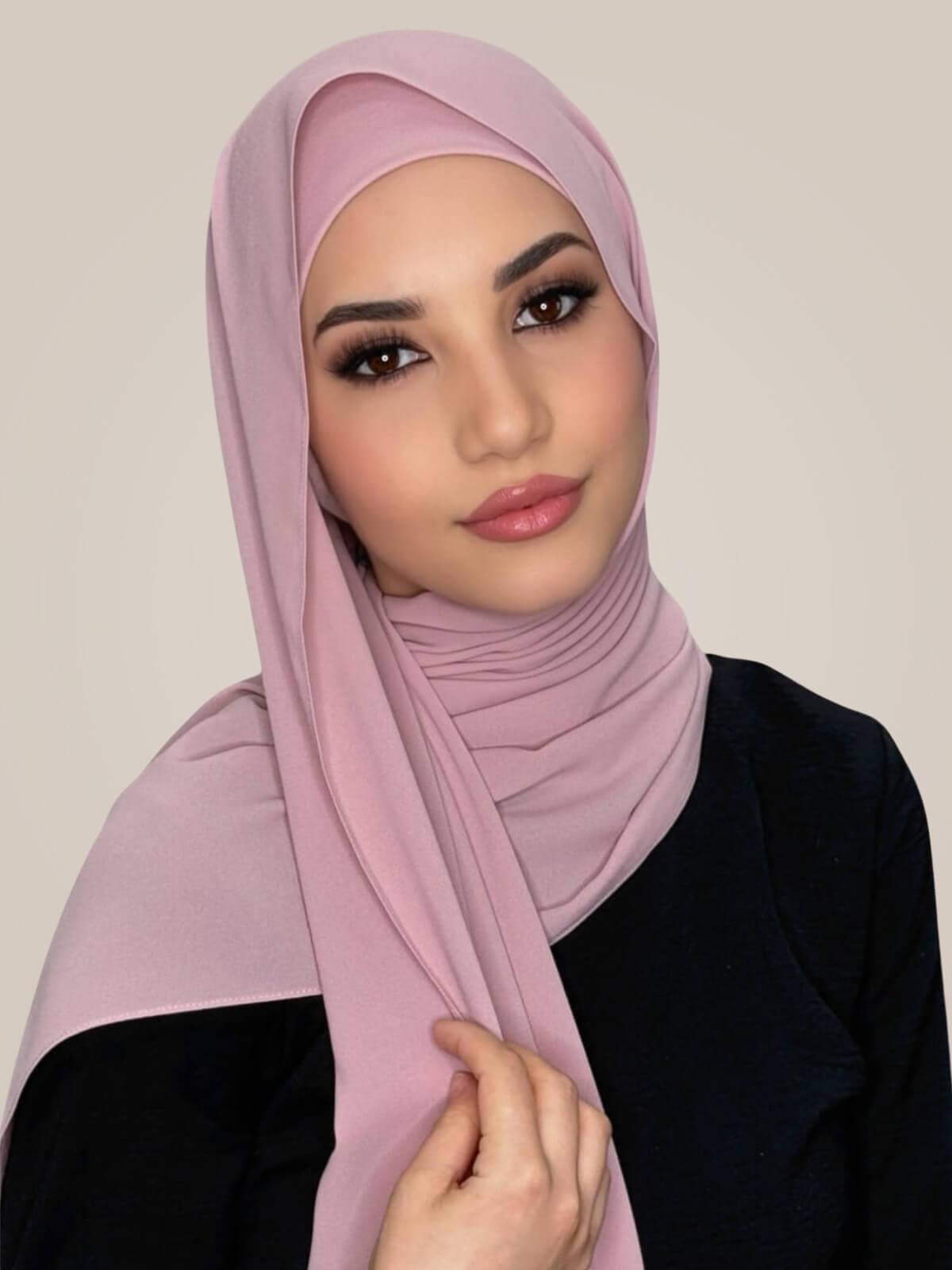 Matching Chiffon Hijab Set-Blush Rose