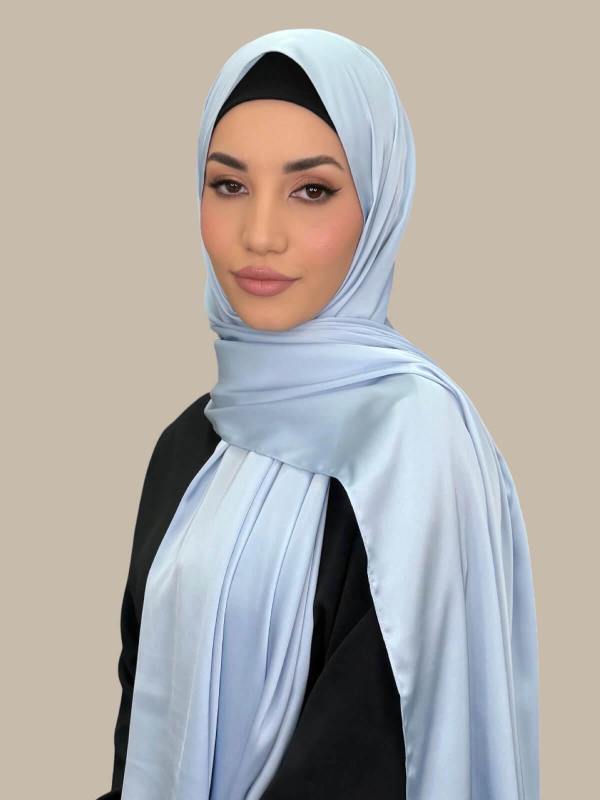 Premium Satin Hijab-Powder Blue
