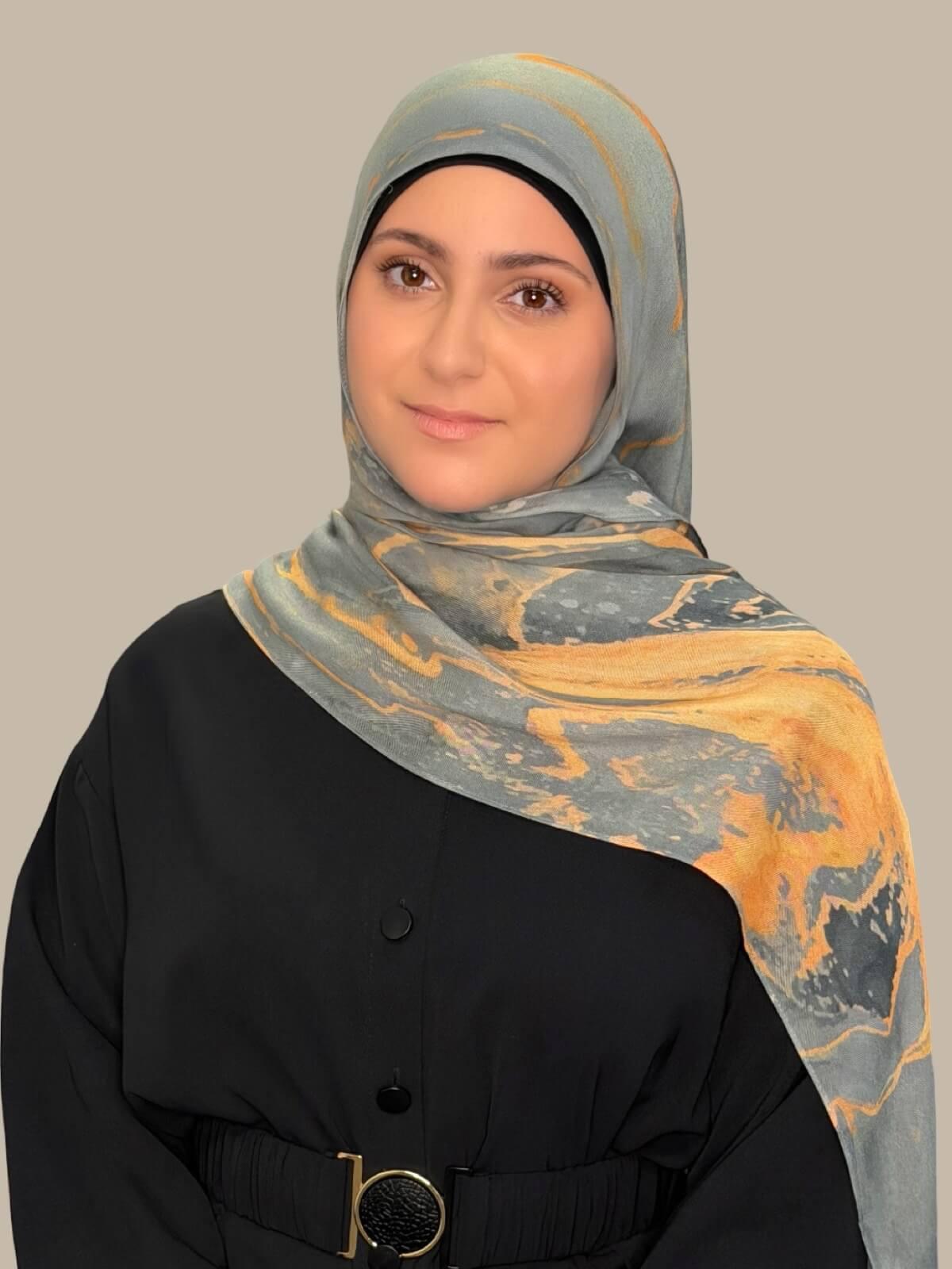 Modish Girl Print Modal Hijab-Vienna Grey