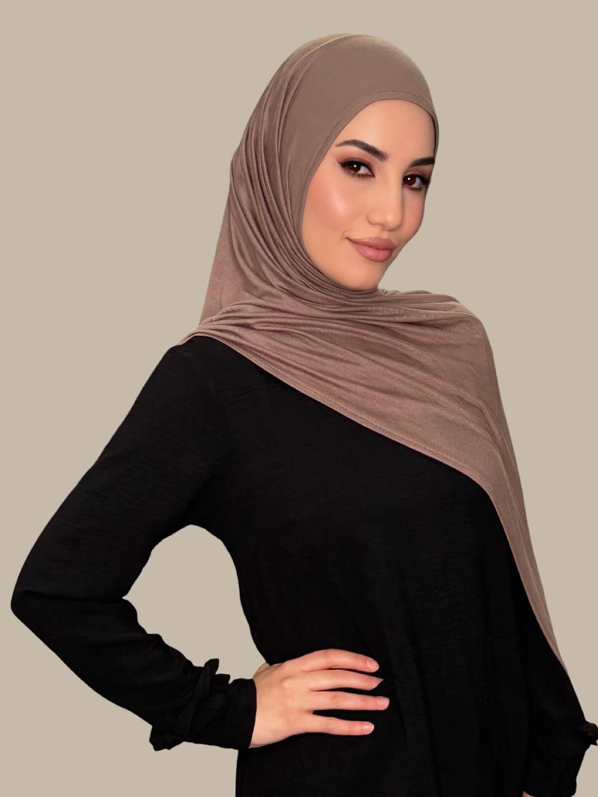 Pre-Sewn Jersey Hijab-Truffle