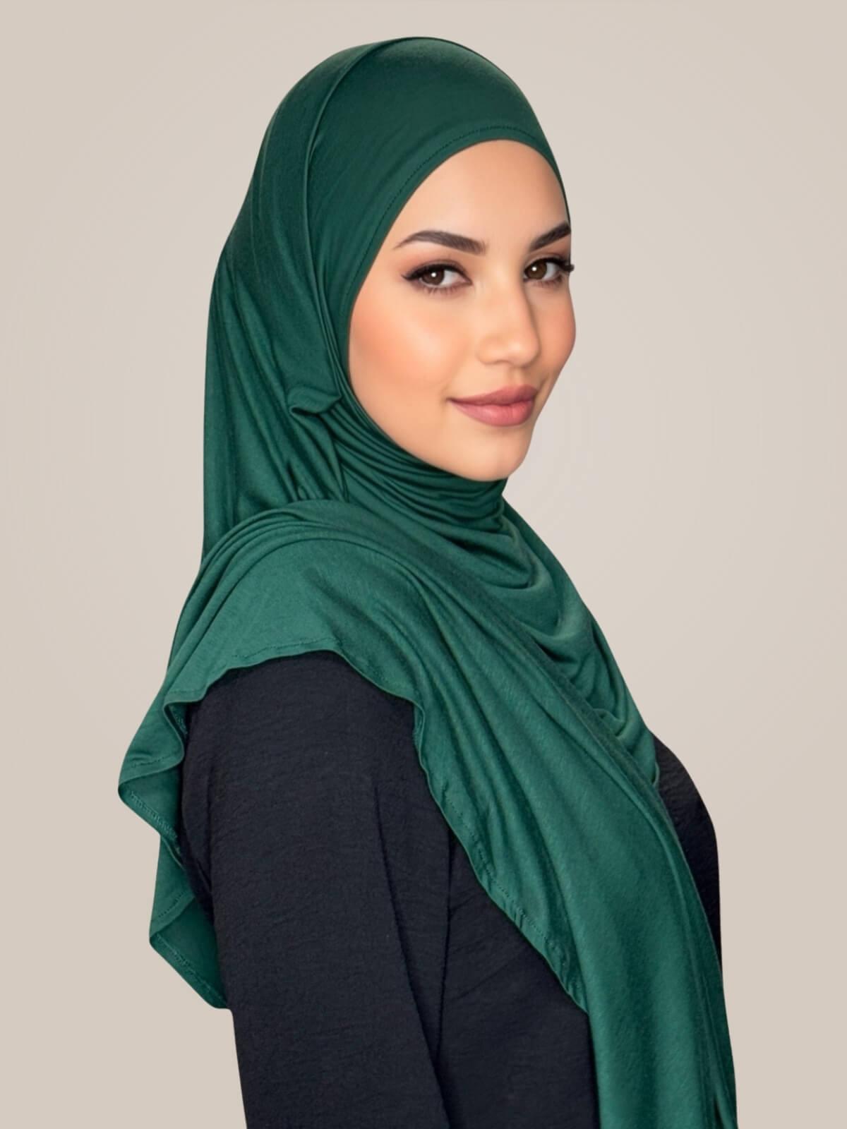 Pre-Sewn Jersey Hijab-Forrest Green