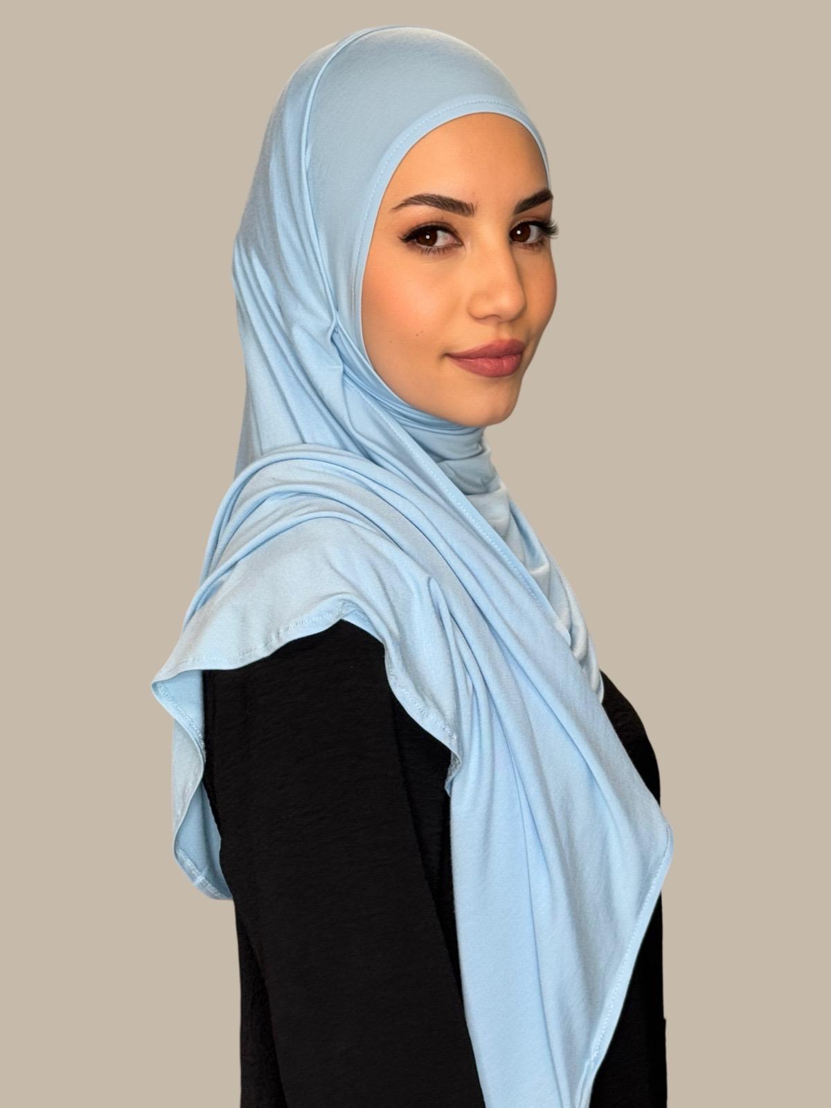 Pre-Sewn Jersey Hijab-Baby Blue