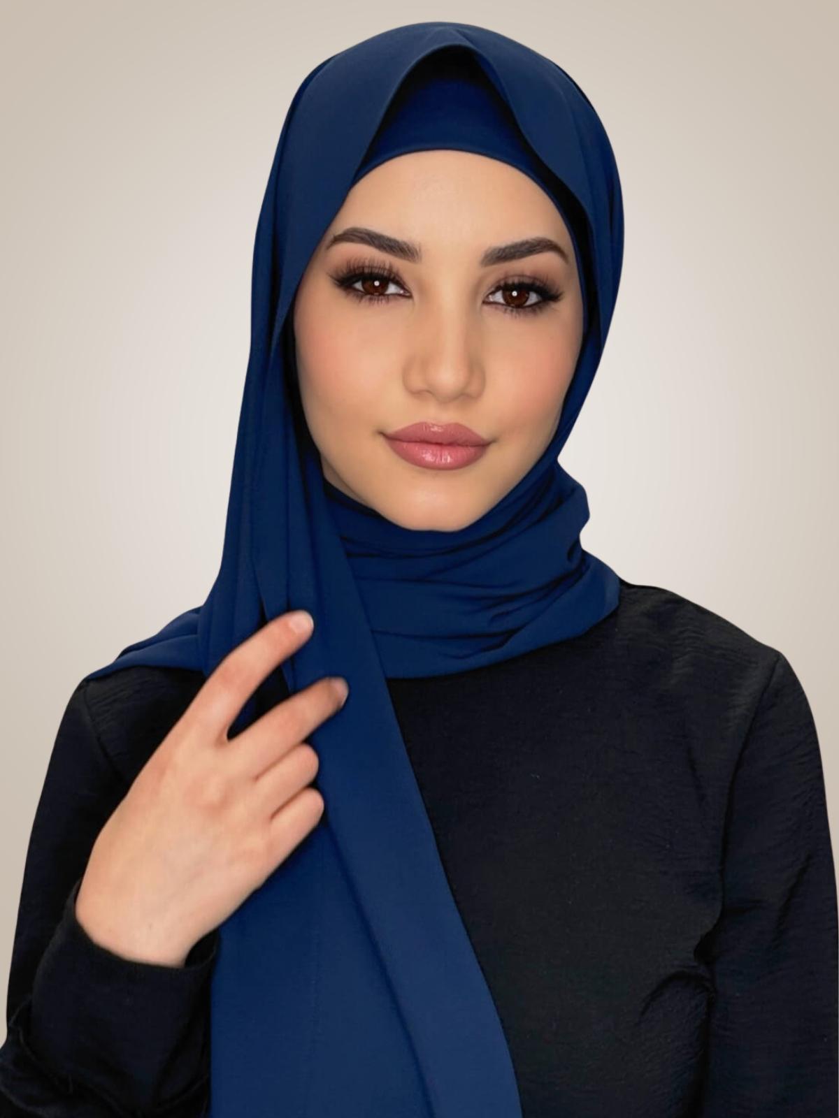 Matching Chiffon Hijab Set-Navy