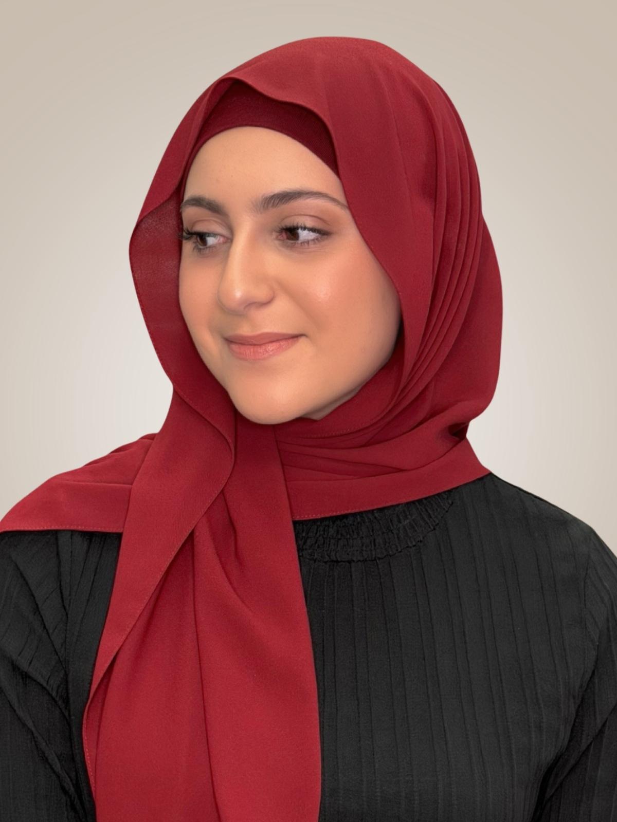 Modish Girl Matching Chiffon Hijab Set-Mahogany