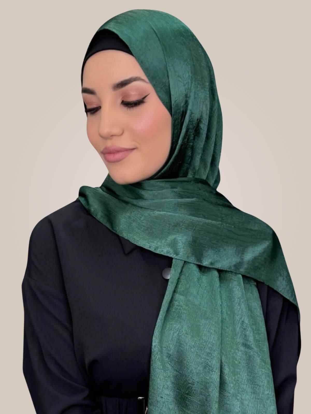 Classic Satin Hijab-Dark Green