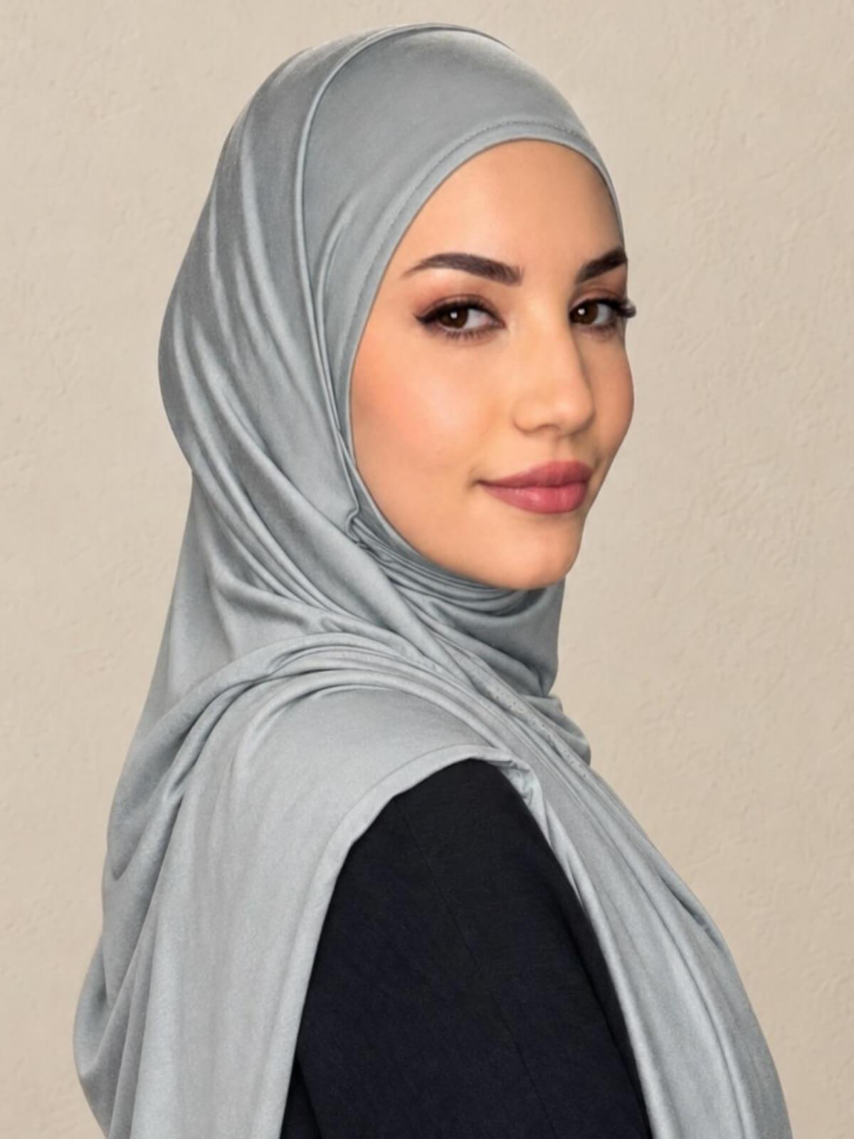 Pre-Sewn Jersey Hijab-Stone Green