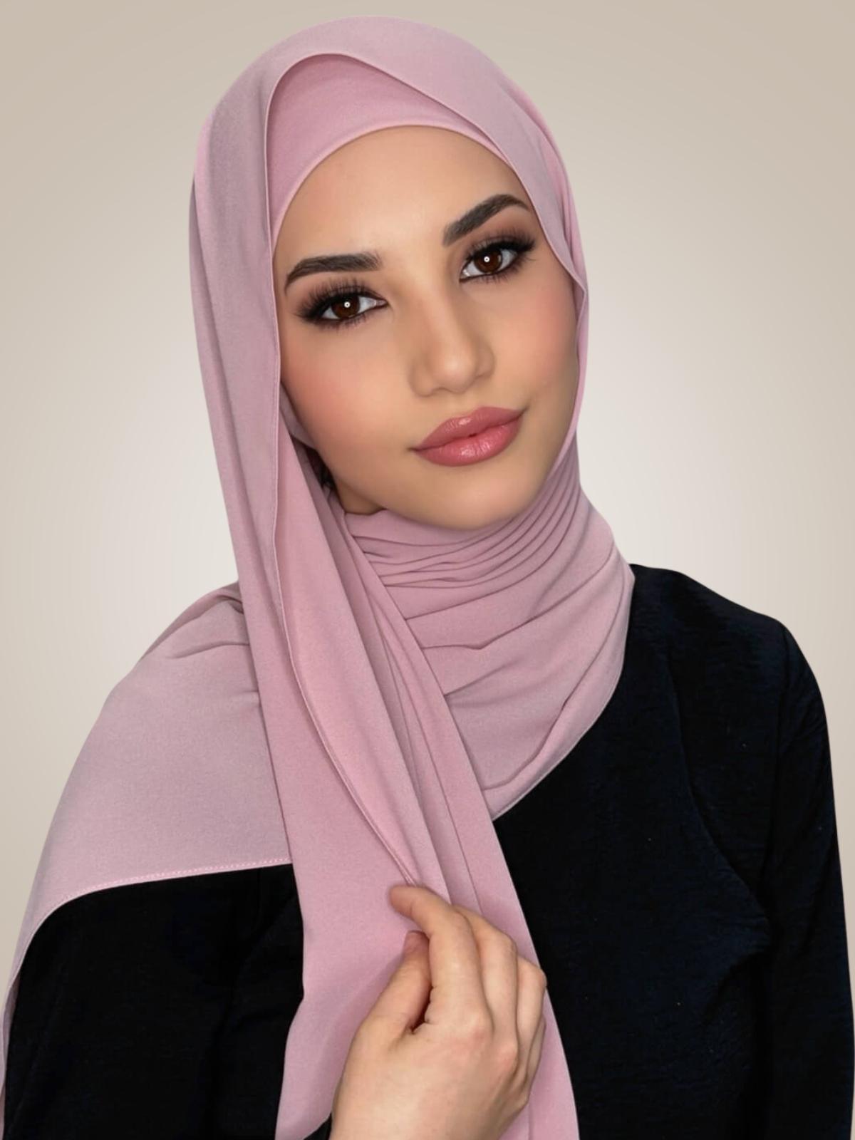 Matching Chiffon Hijab Set-Blush Rose