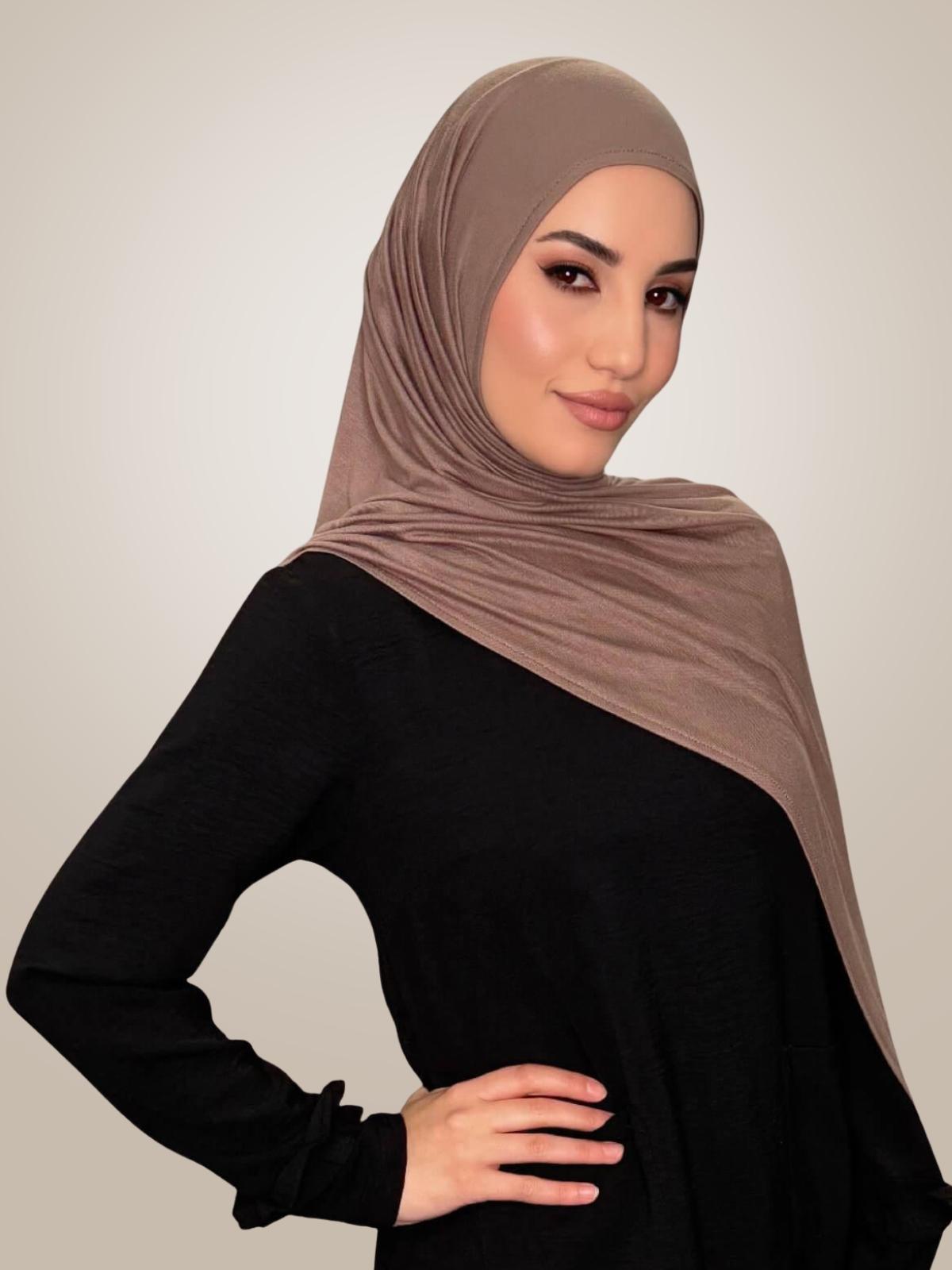 Pre-Sewn Jersey Hijab-Truffle