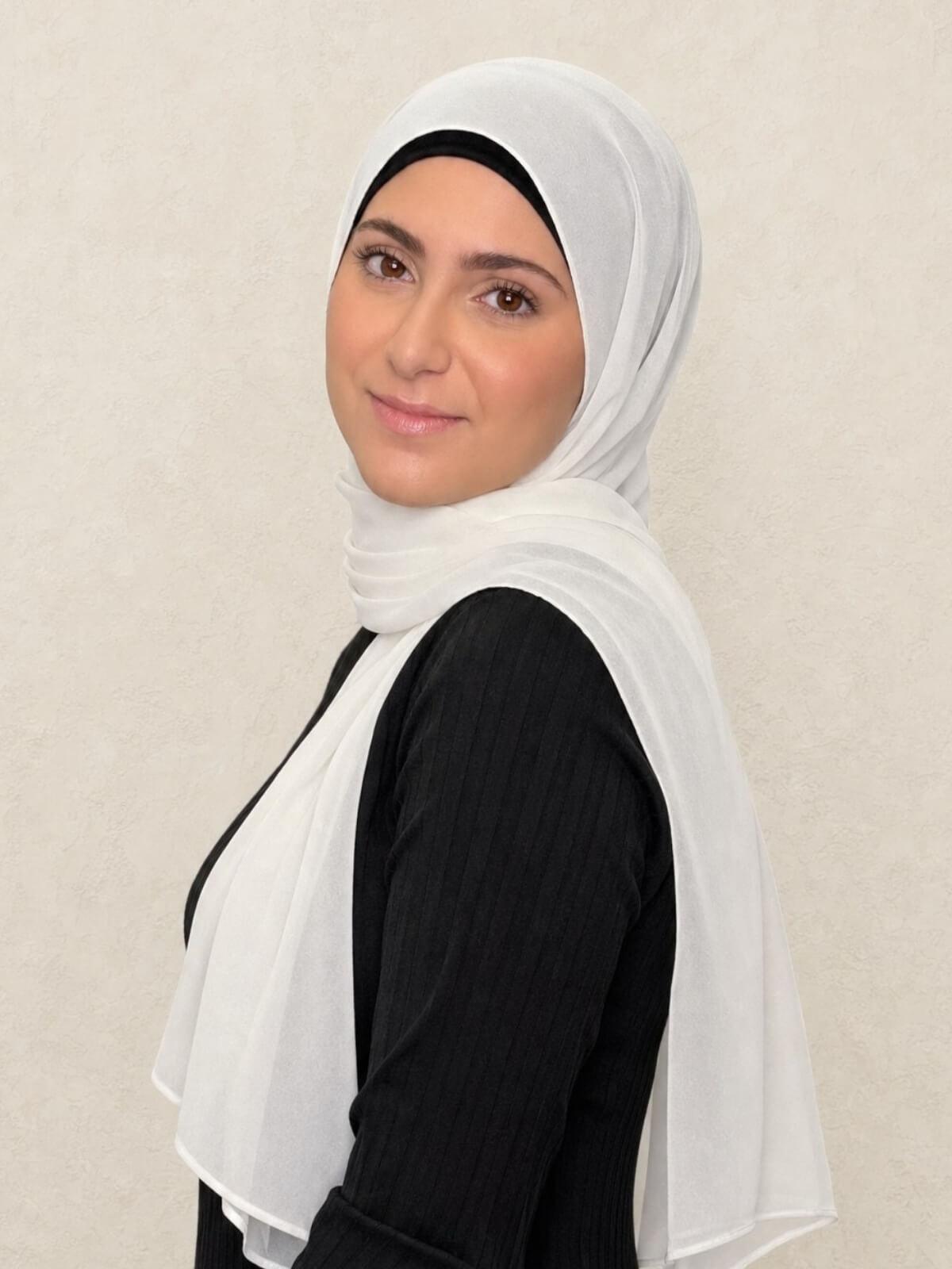 Modish Girl Luxury Chiffon Hijab-Floral White