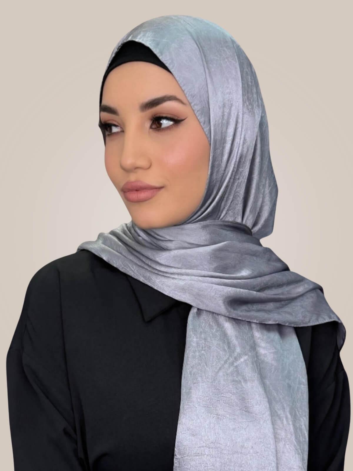 Classic Satin Hijab-Slate Dove Grey
