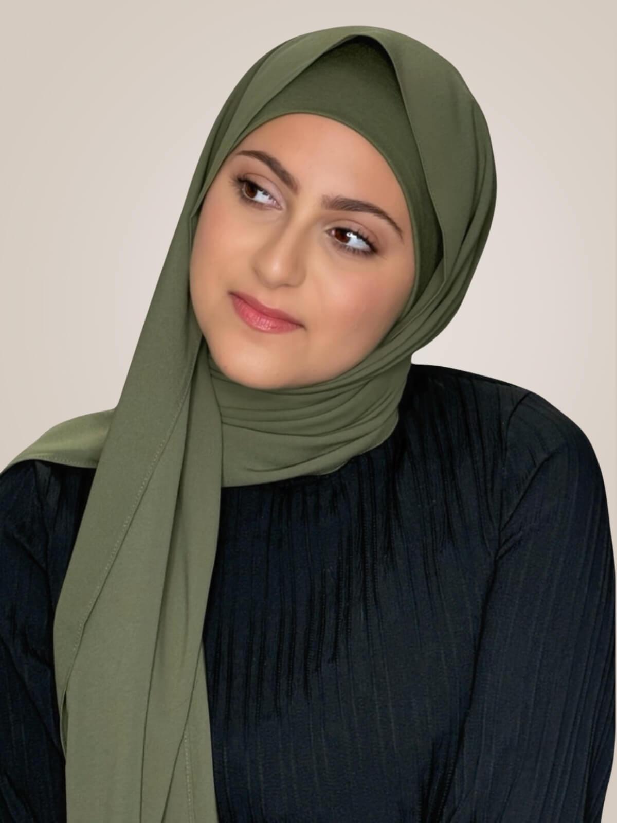Modish Girl Matching Chiffon Hijab Set-Dusty Olive