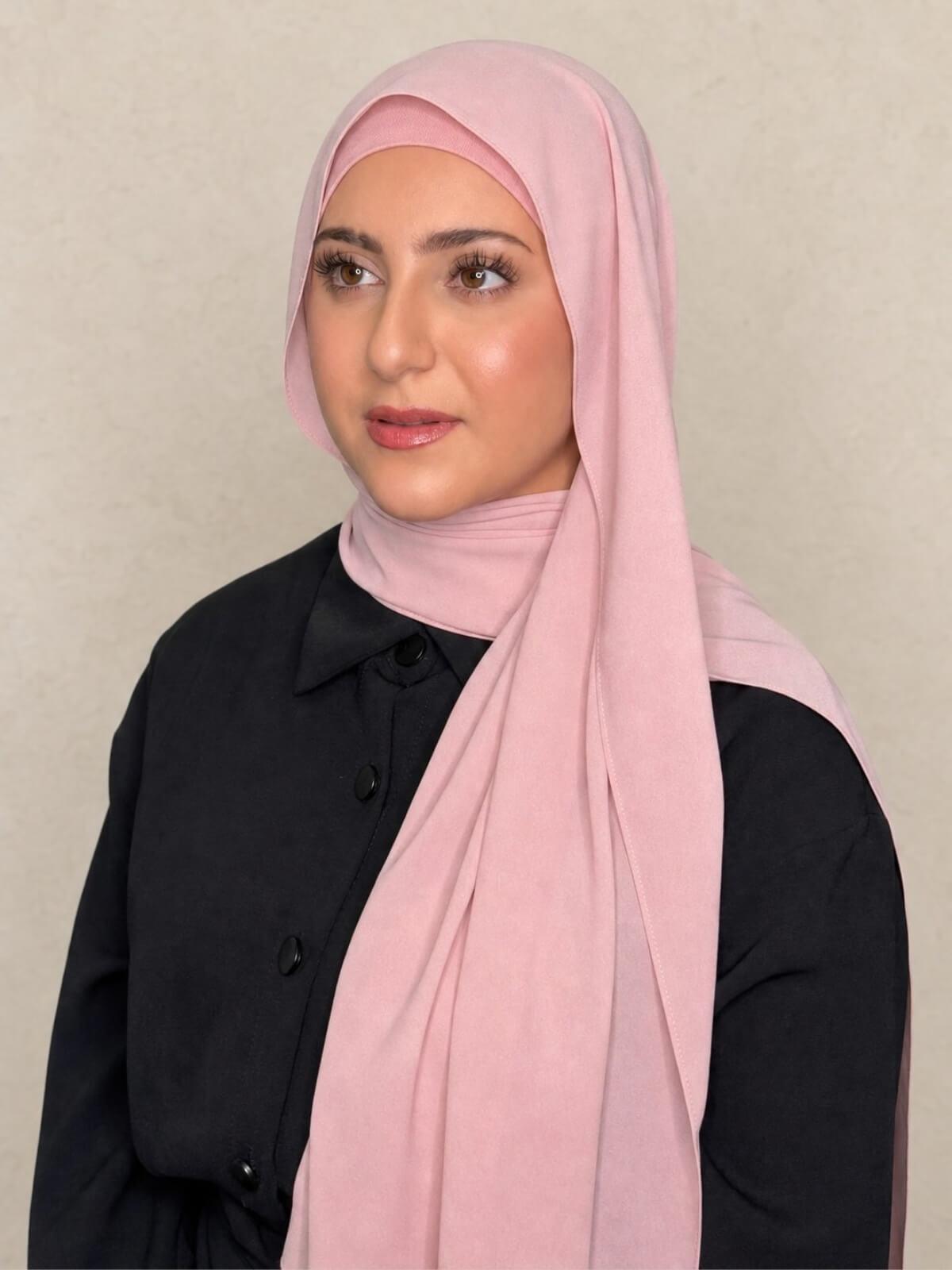 Modish Girl Matching Chiffon Hijab Set-Antique Pink