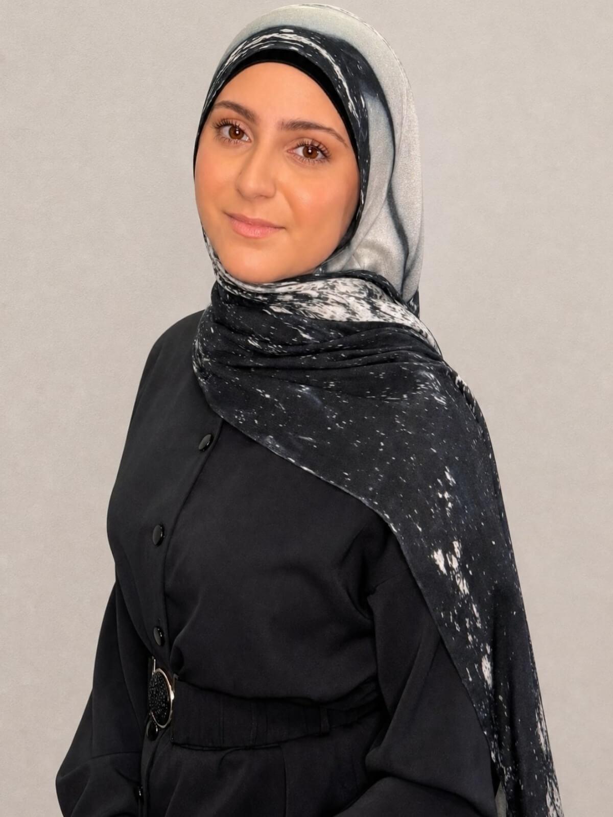 Modish Girl Print Modal Hijab-Milan Noir