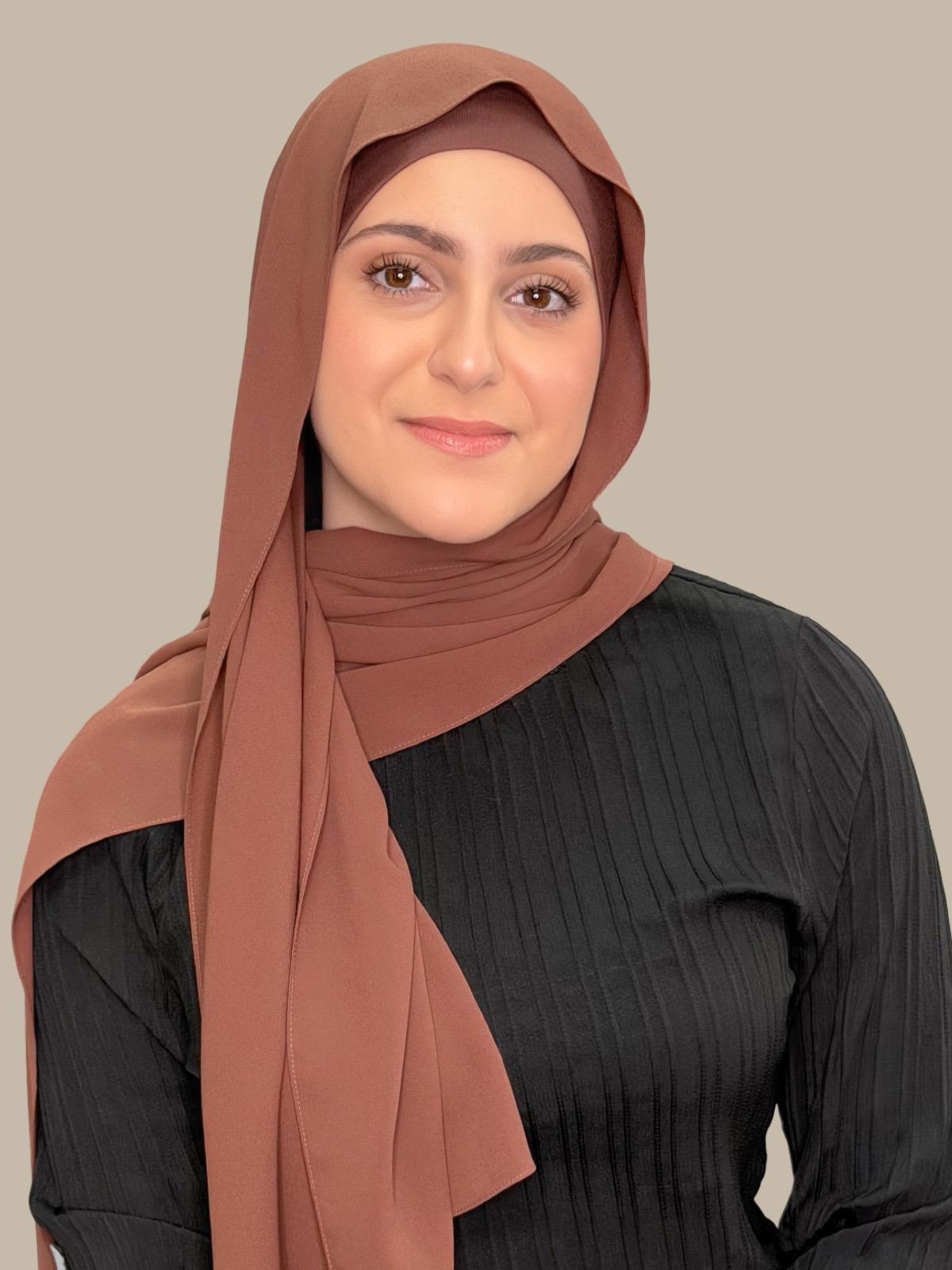 Modish Girl Matching Chiffon Hijab Set-Burnt Redwood