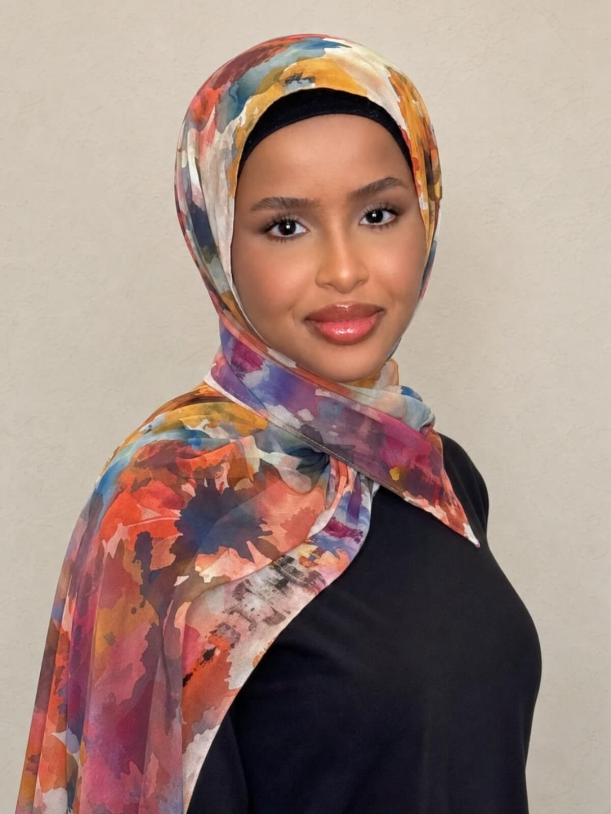 Printed Chiffon Hijab-Sienna Petals