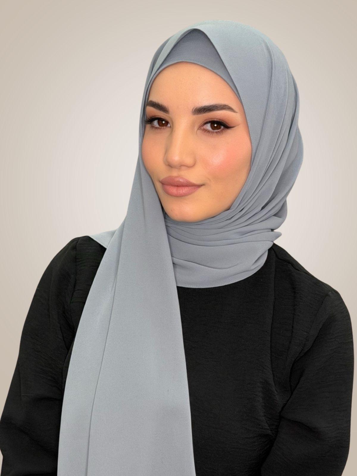 Matching Chiffon Hijab Set-Slate Grey