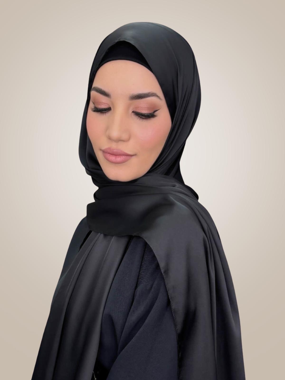 Premium Satin Hijab-Coal