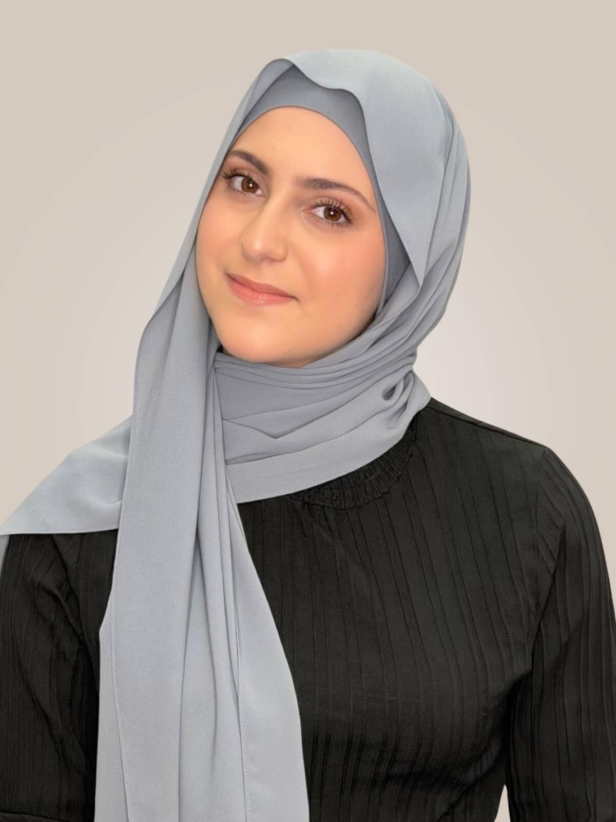 Modish Girl Matching Chiffon Hijab Set-Slate Grey