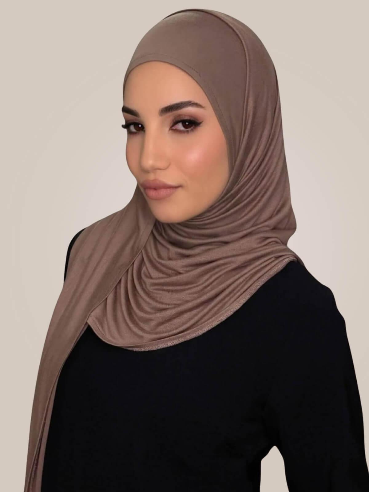 Pre-Sewn Jersey Hijab-Truffle