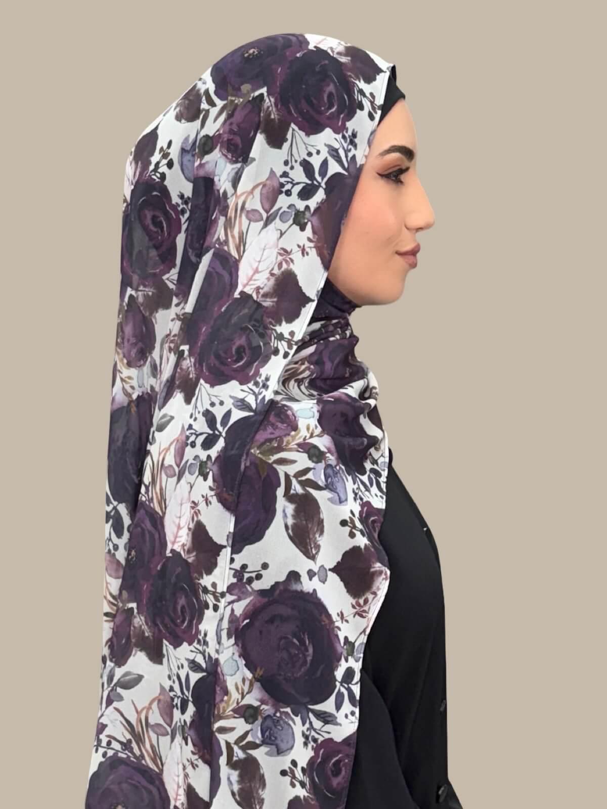 Printed Chiffon Hijab-Plum Orchid