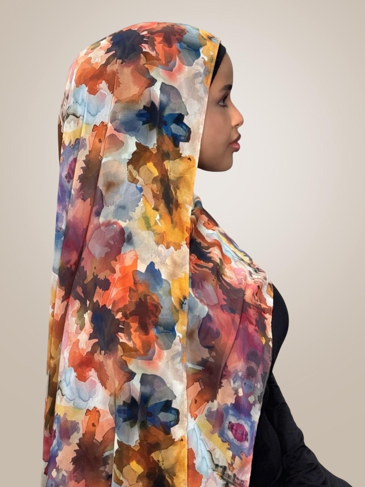 Printed Chiffon Hijab-Sienna Petals