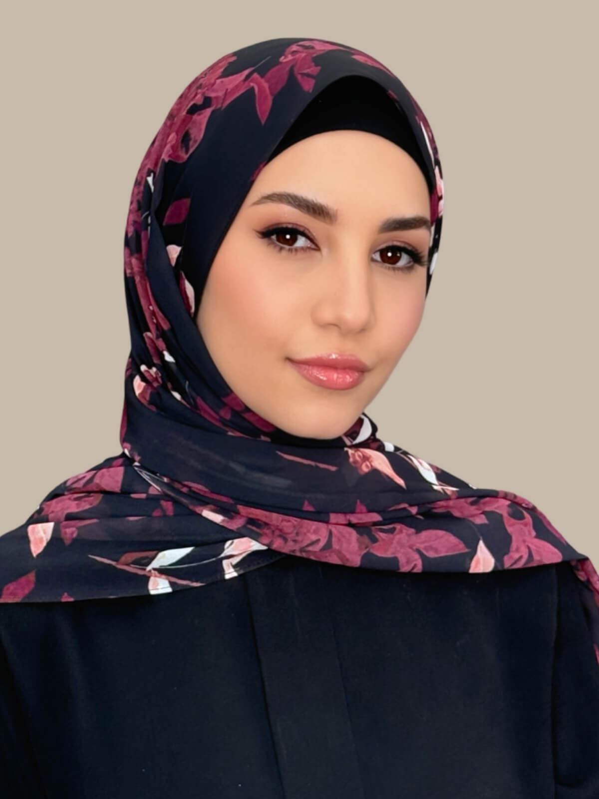 Printed Chiffon Hijab-Wild Orchid