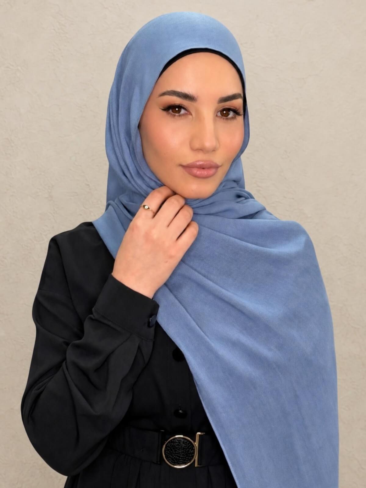 Cotton Modal Hijab-Steel Blue