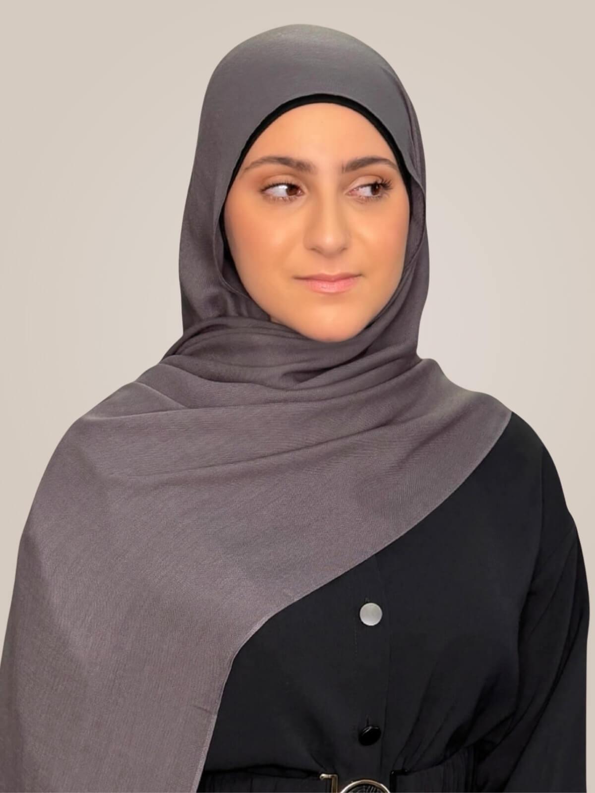 Modish Girl Cotton Modal Hijab-Graphite Grey