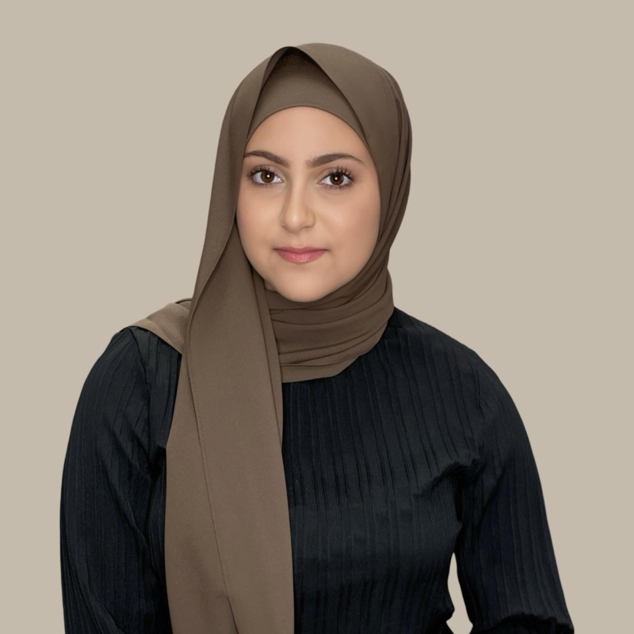 Modish Girl Matching Chiffon Hijab Set-Swiss Brown